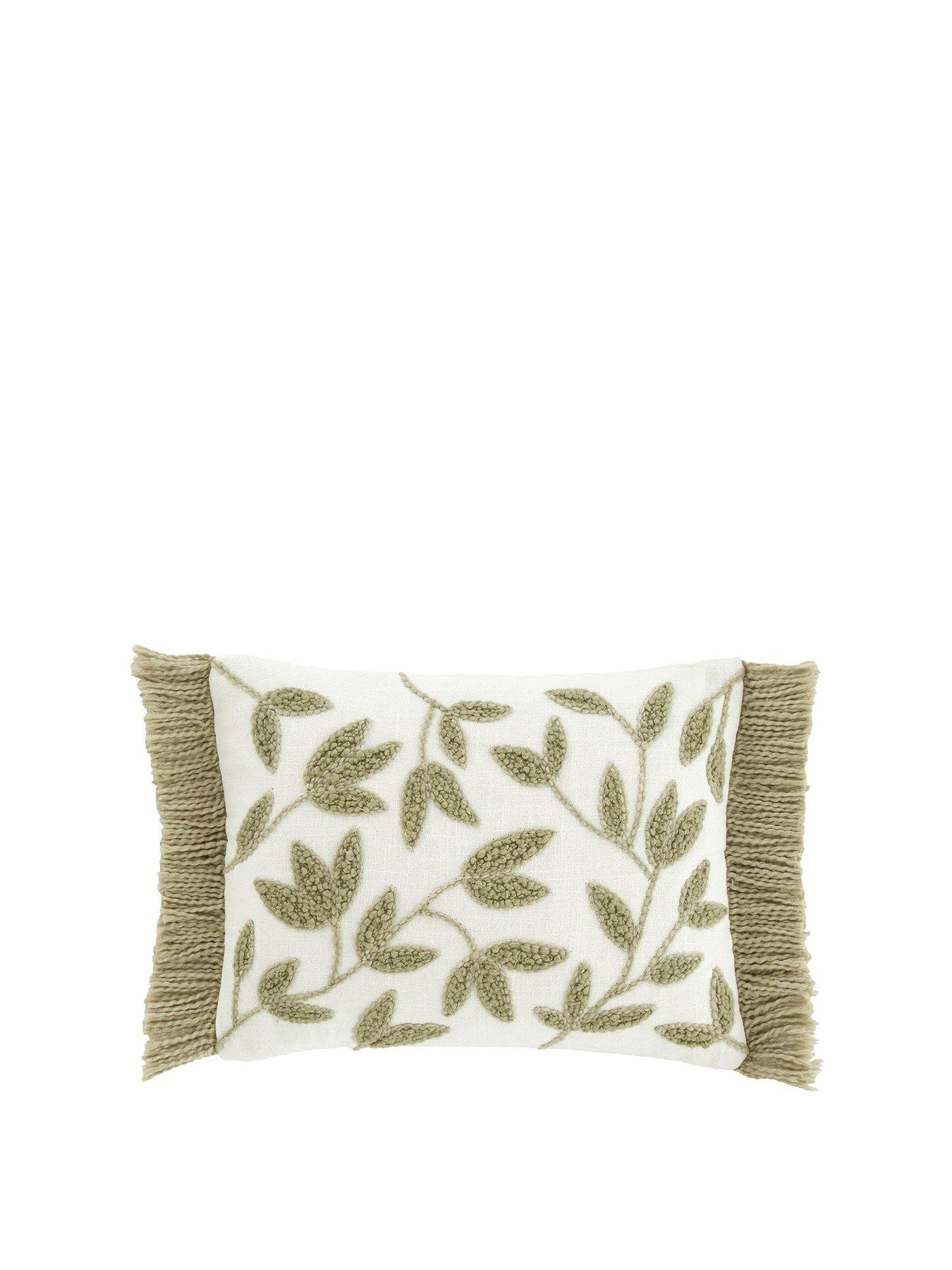 image of catherine-lansfield-tufted-sorrel-leaf-100-cotton-filled-cushion--30x40cm