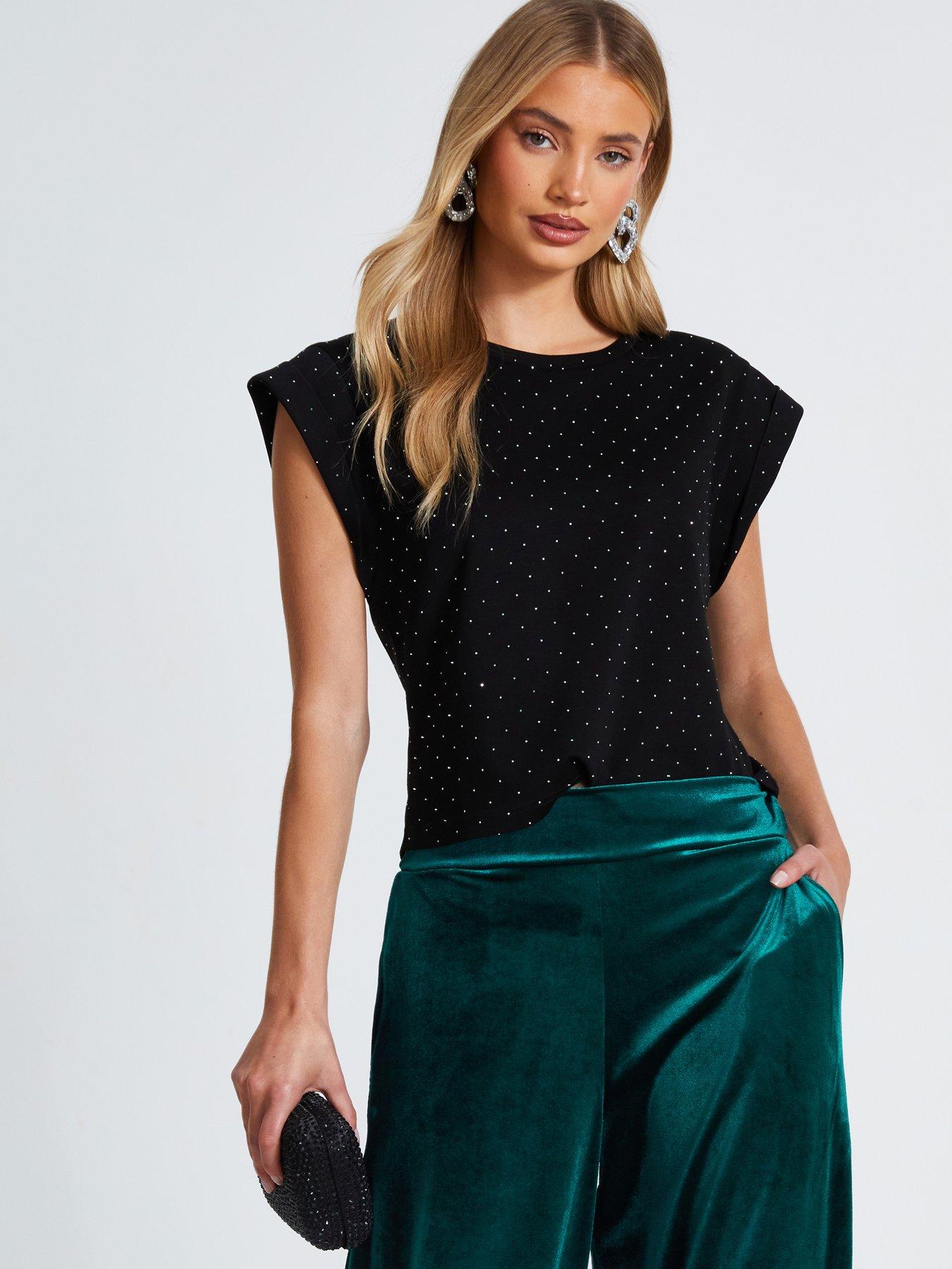 undefined Black Stud Detail Boxy Top