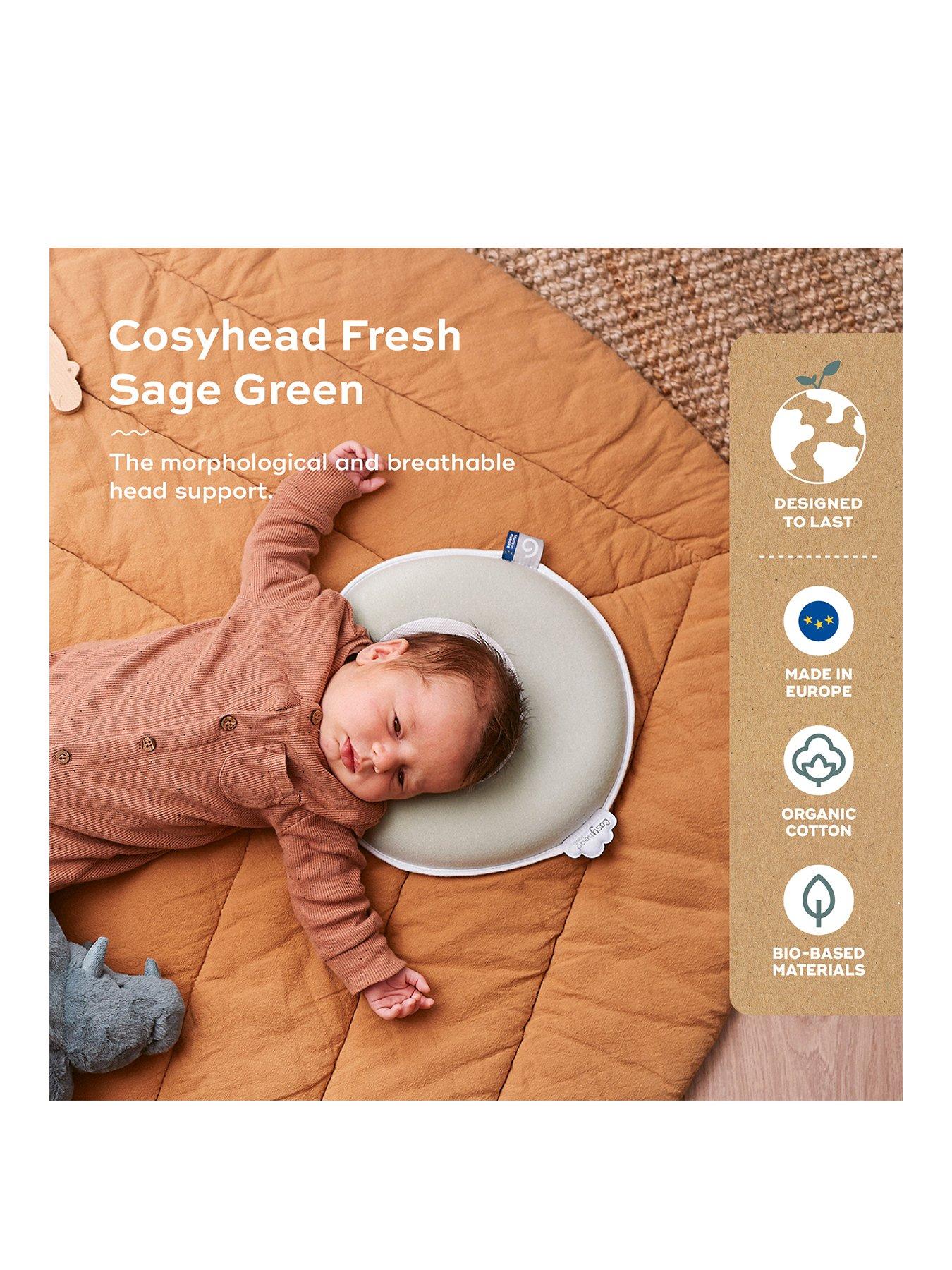 Image 2 of 6 of Babymoov Cosyhead Fresh Flat Head Newborn Baby Support Pillow- Sage