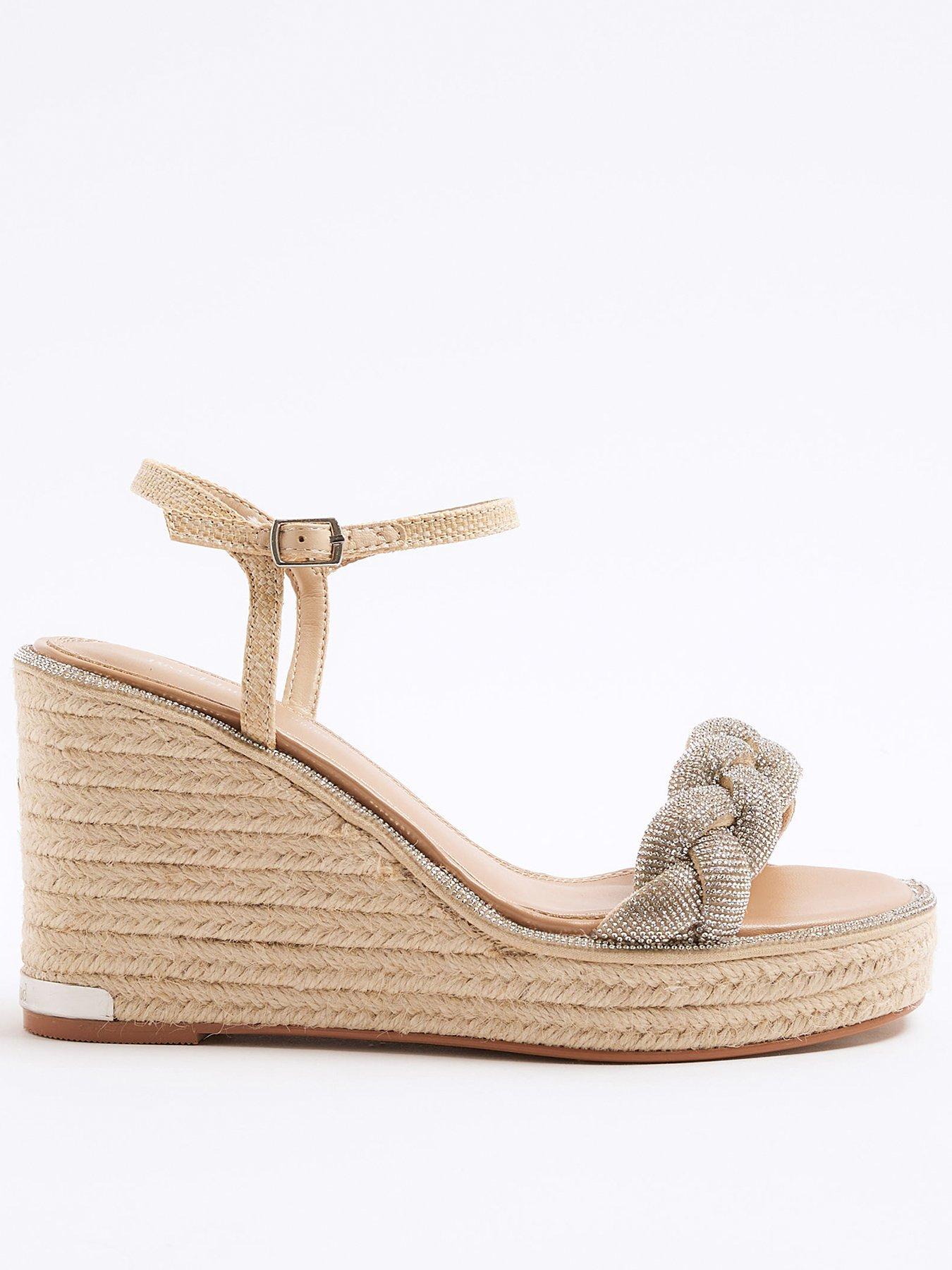 River Island Open Toe Wedge Sandals - Silver