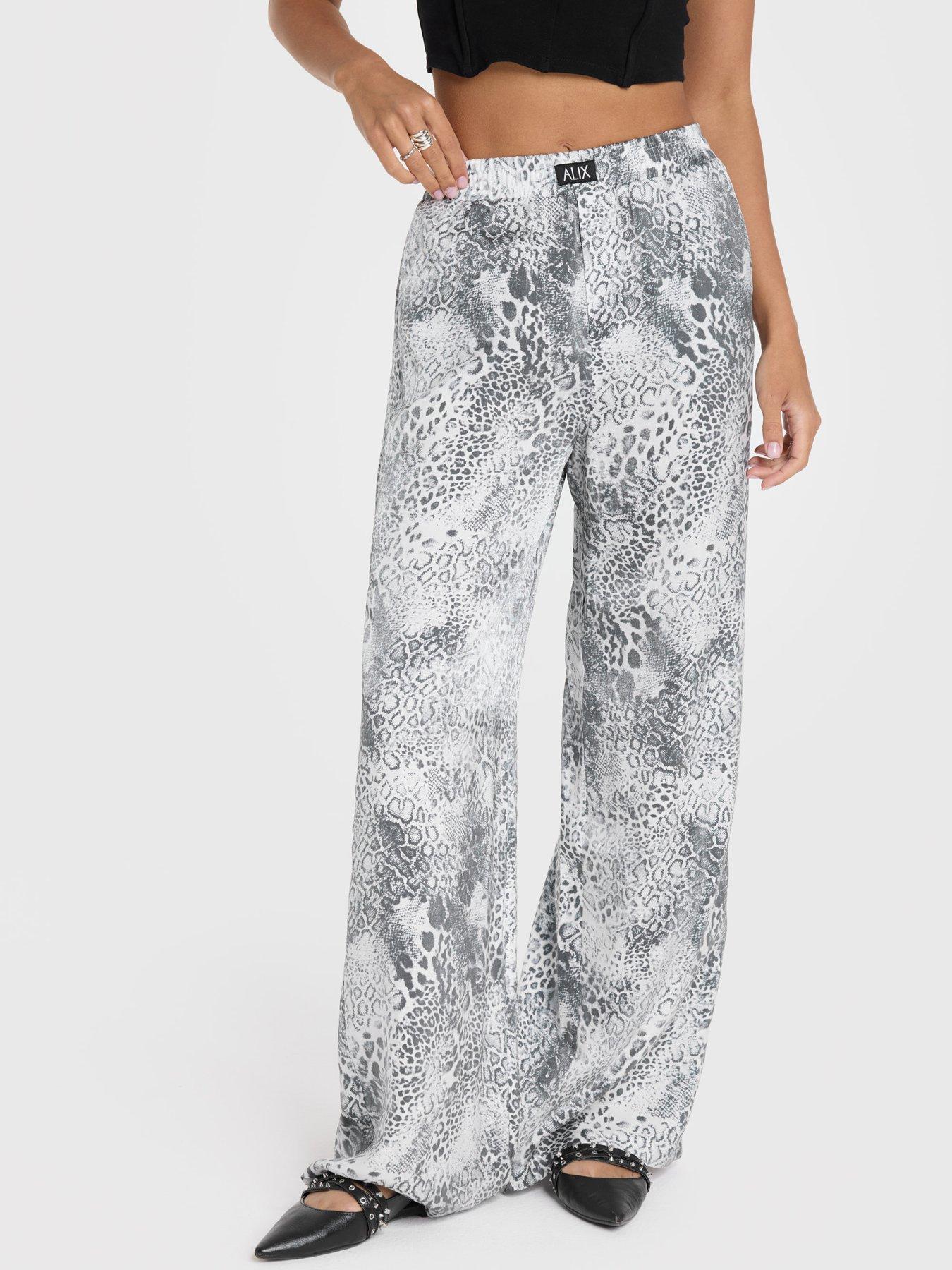 Image 2 of 4 of Alix the Label Animal Wide Leg Pants - Grey
