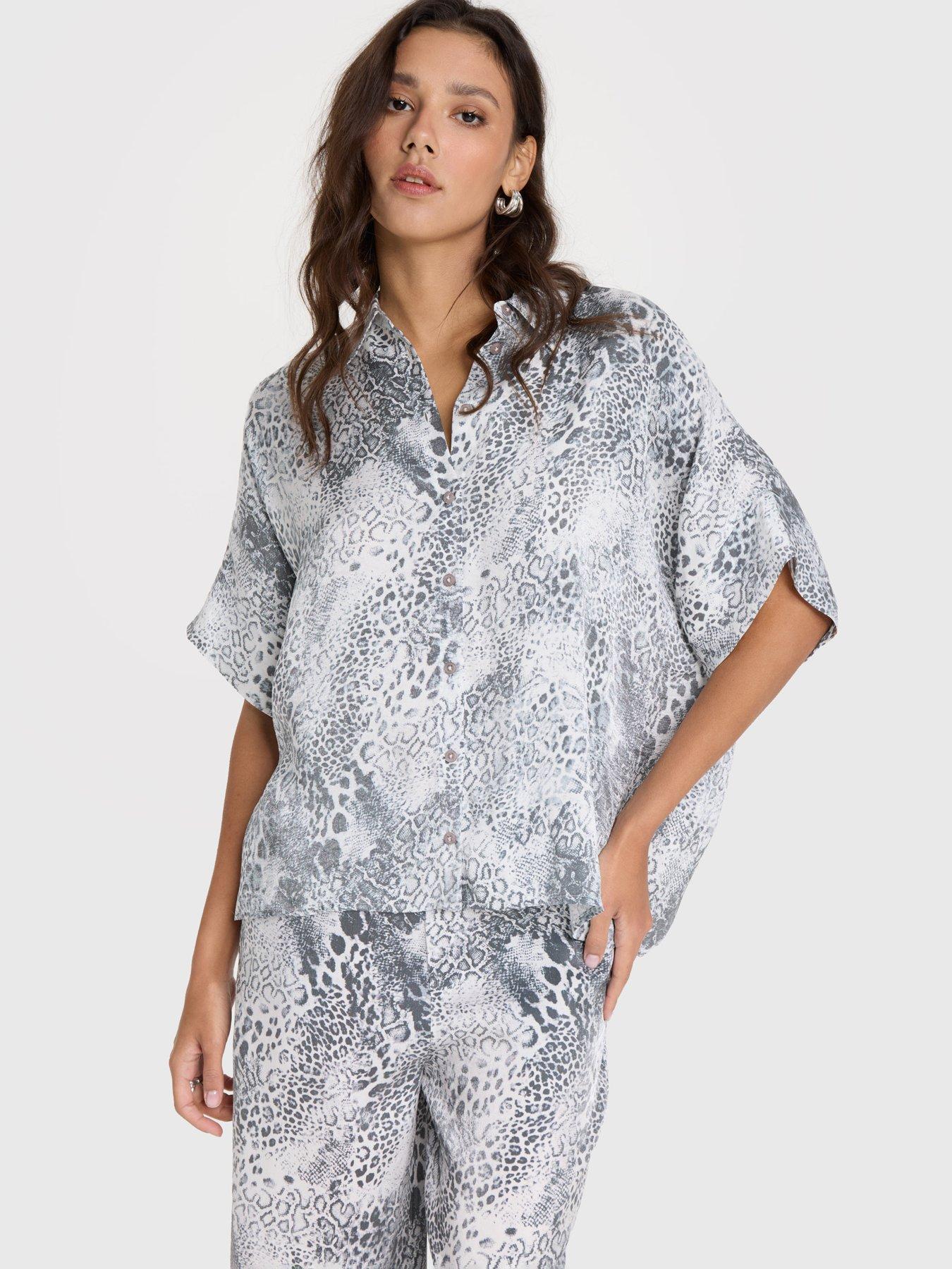 Image 1 of 5 of Alix the Label Animal Oversized Blouse - Grey