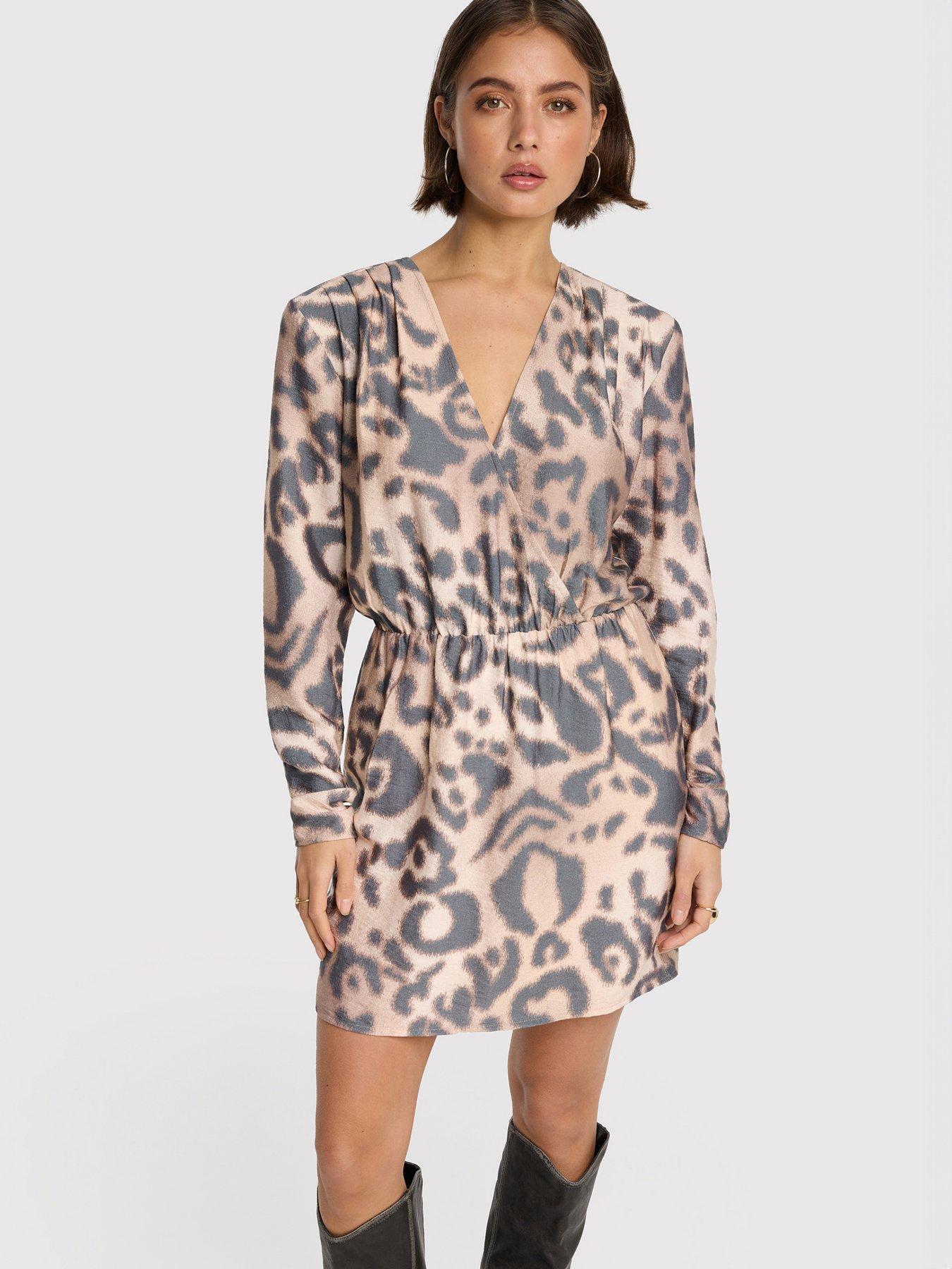 alix-the-label-jaguar-fake-wrap-dress-brown