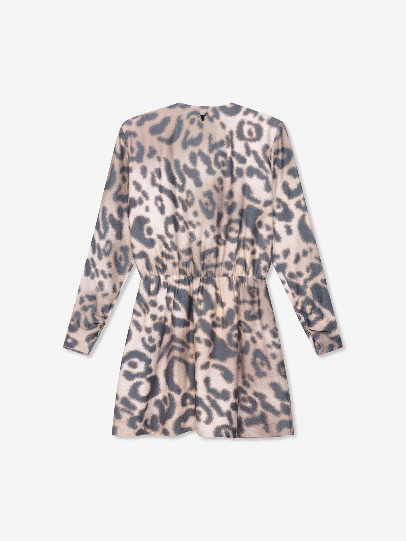 Image 2 of 4 of Alix the Label Jaguar Fake Wrap Dress - Brown