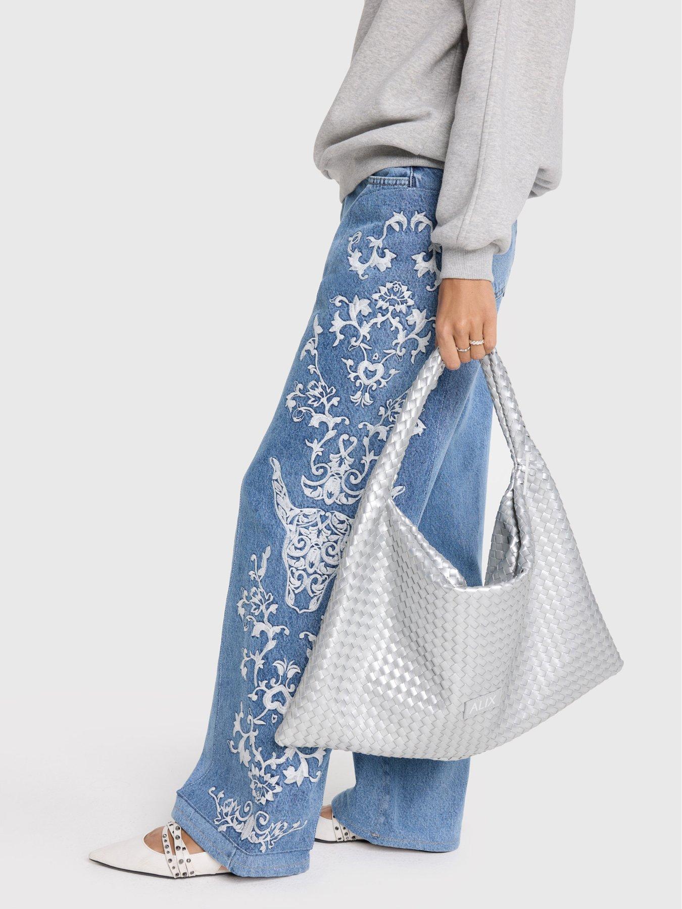 Image 4 of 6 of Alix the Label Flower Bull Denim Pants - Blue