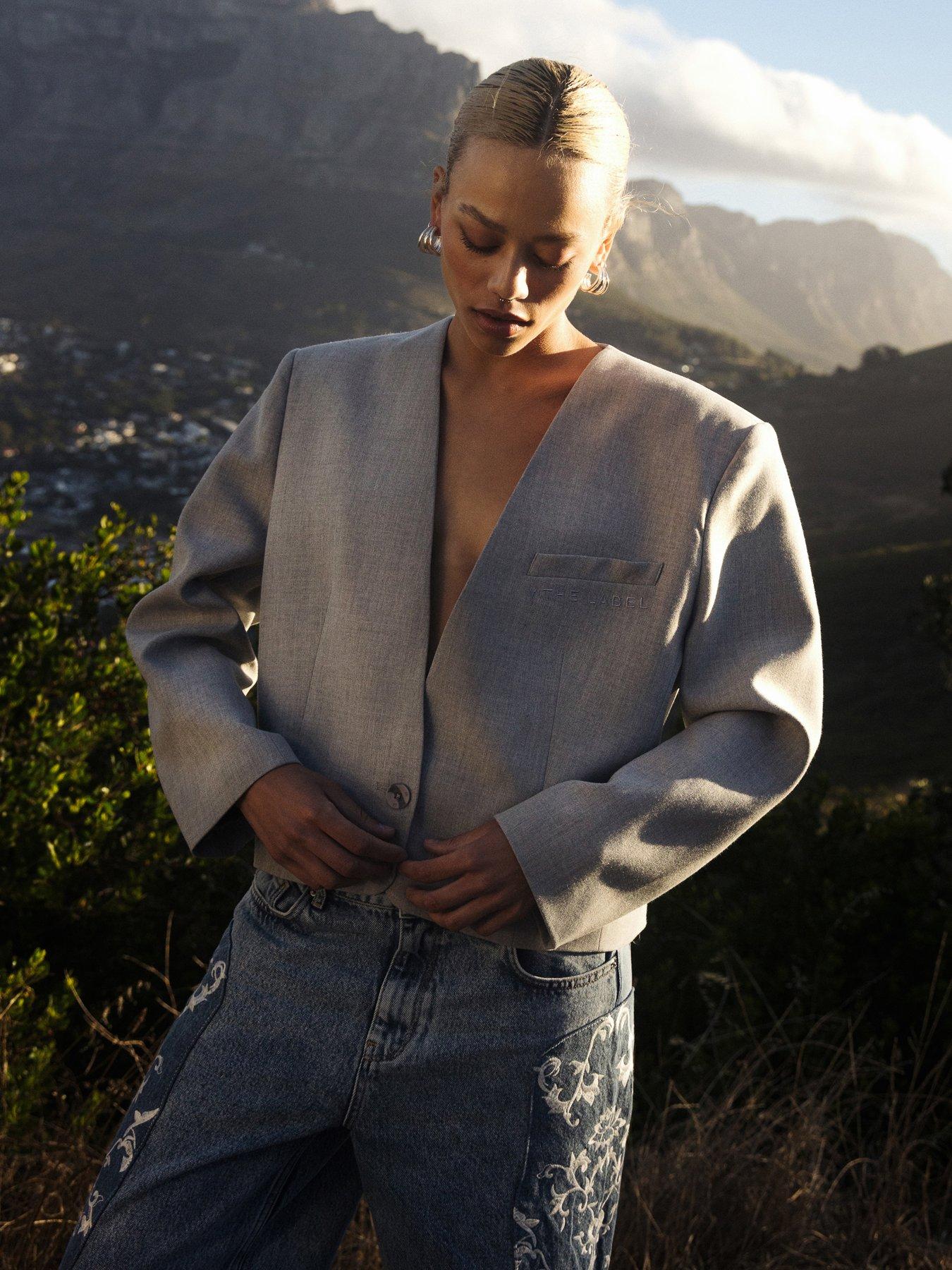 Image 6 of 6 of Alix the Label Flower Bull Denim Pants - Blue