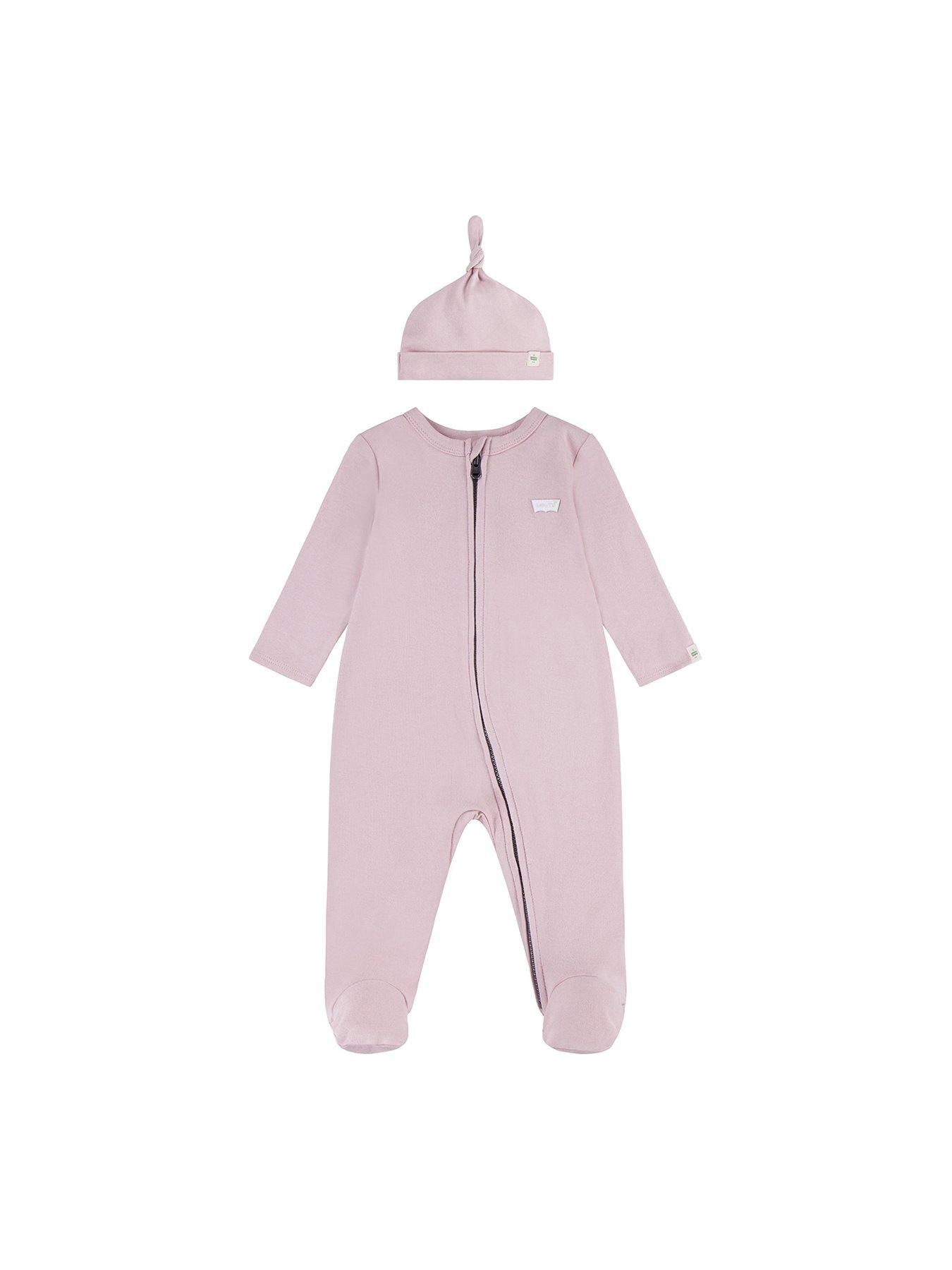 levis-baby-girls-sleepsuit-hat-set-pink