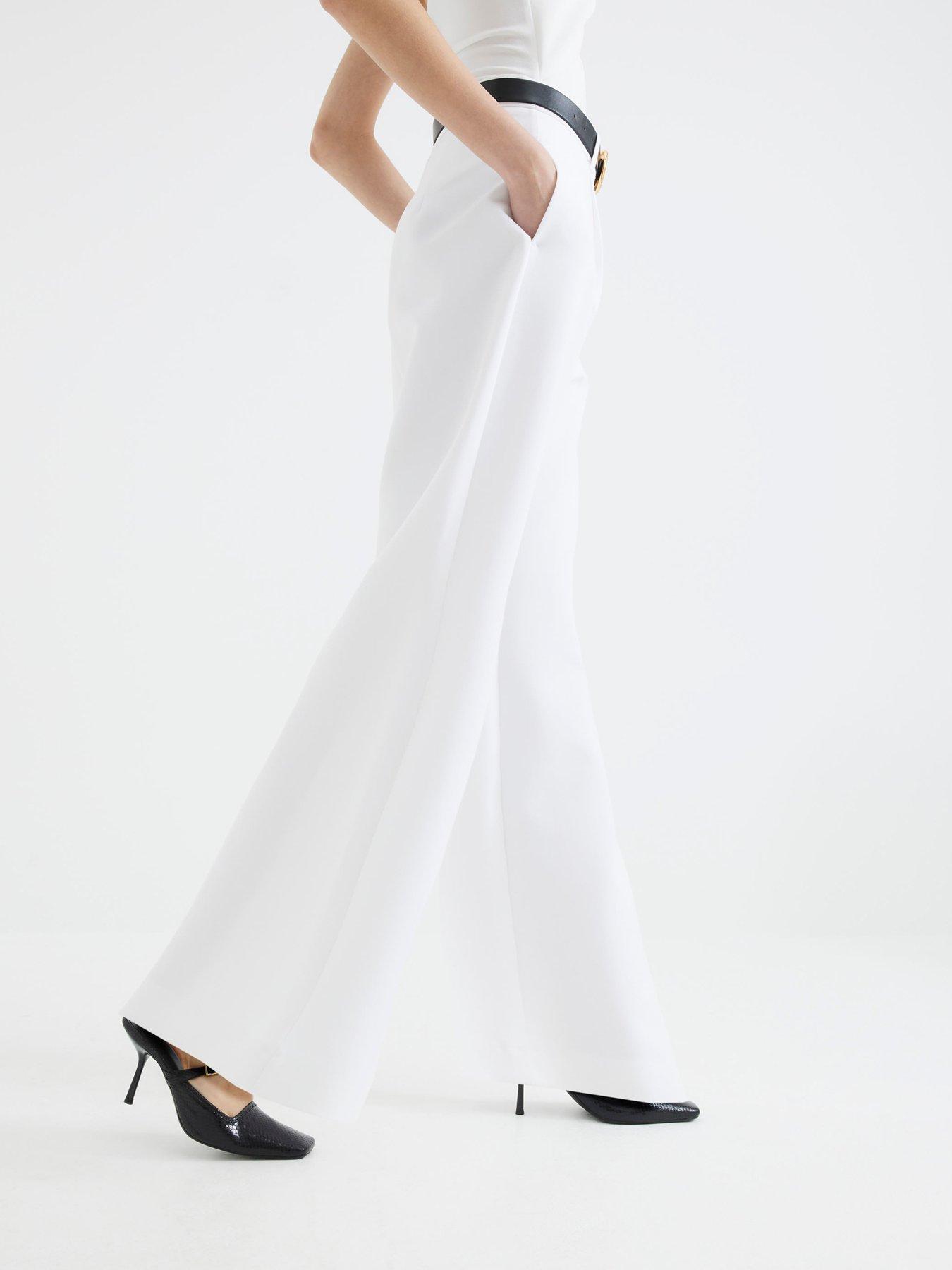  image of river-island-belted-wide-leg-trouser-white
