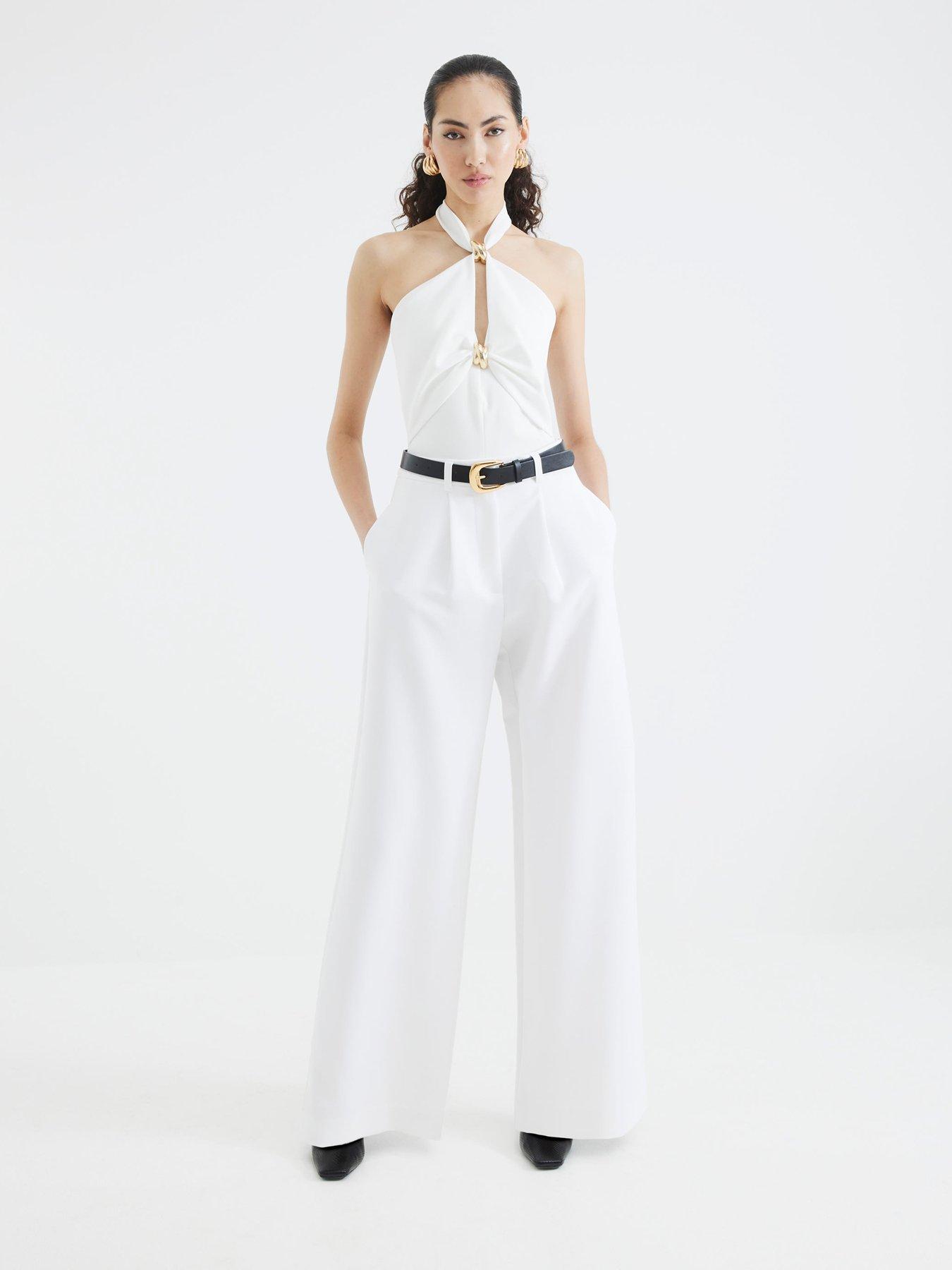  image of river-island-belted-wide-leg-trouser-white