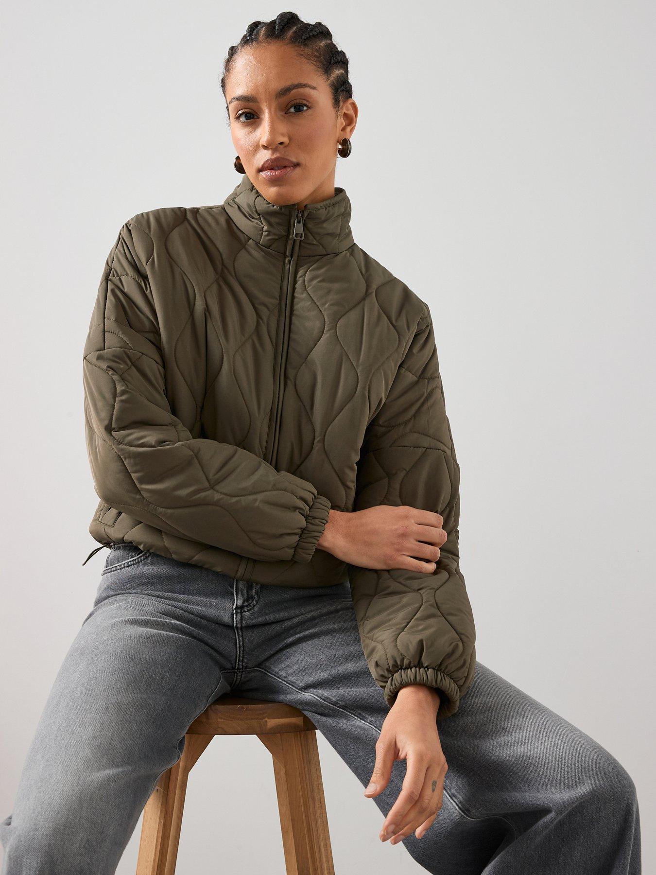 v-by-very-funnel-neck-quilted-bomber-khaki