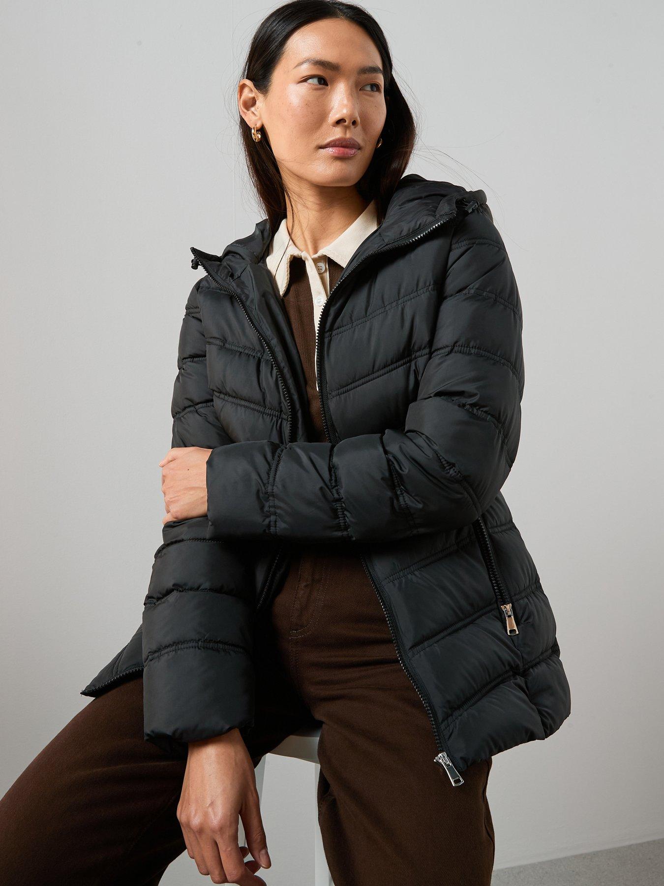 V by Very Sorona Wadded Short Padded Jacket - Black