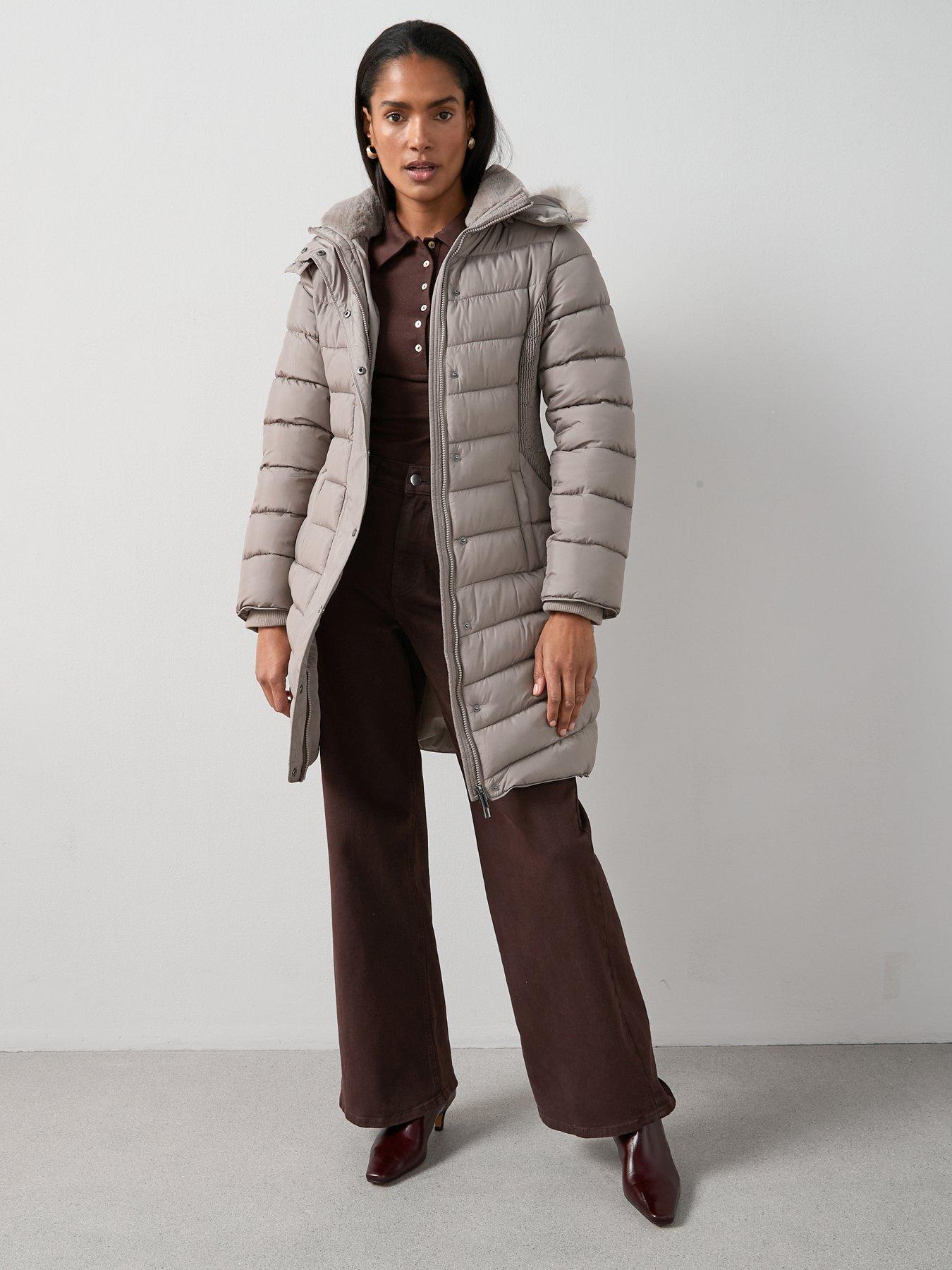 Image 3 of 7 of The Very Collection Waist Detail Padded Coat - Mink