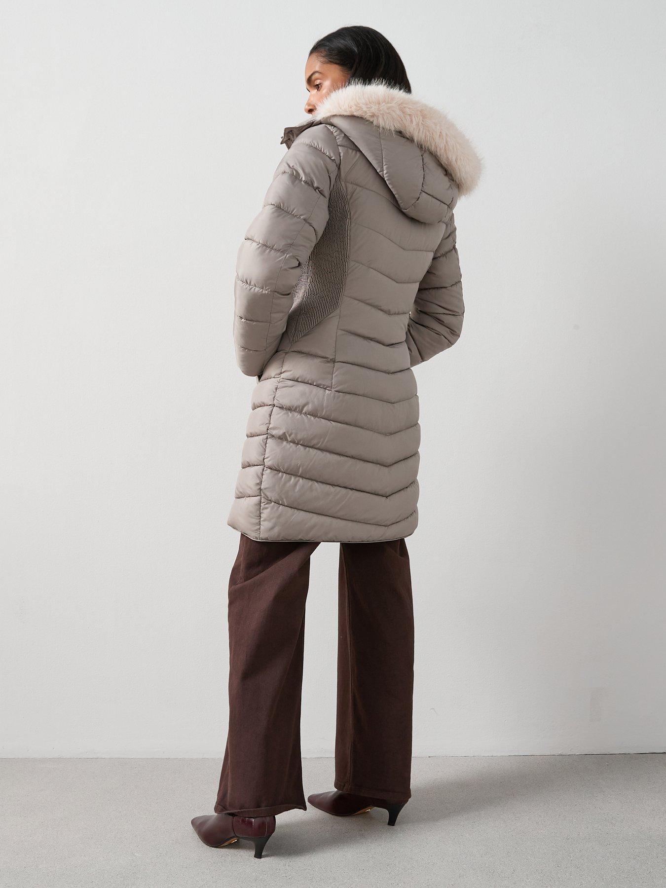 Image 5 of 7 of The Very Collection Waist Detail Padded Coat - Mink