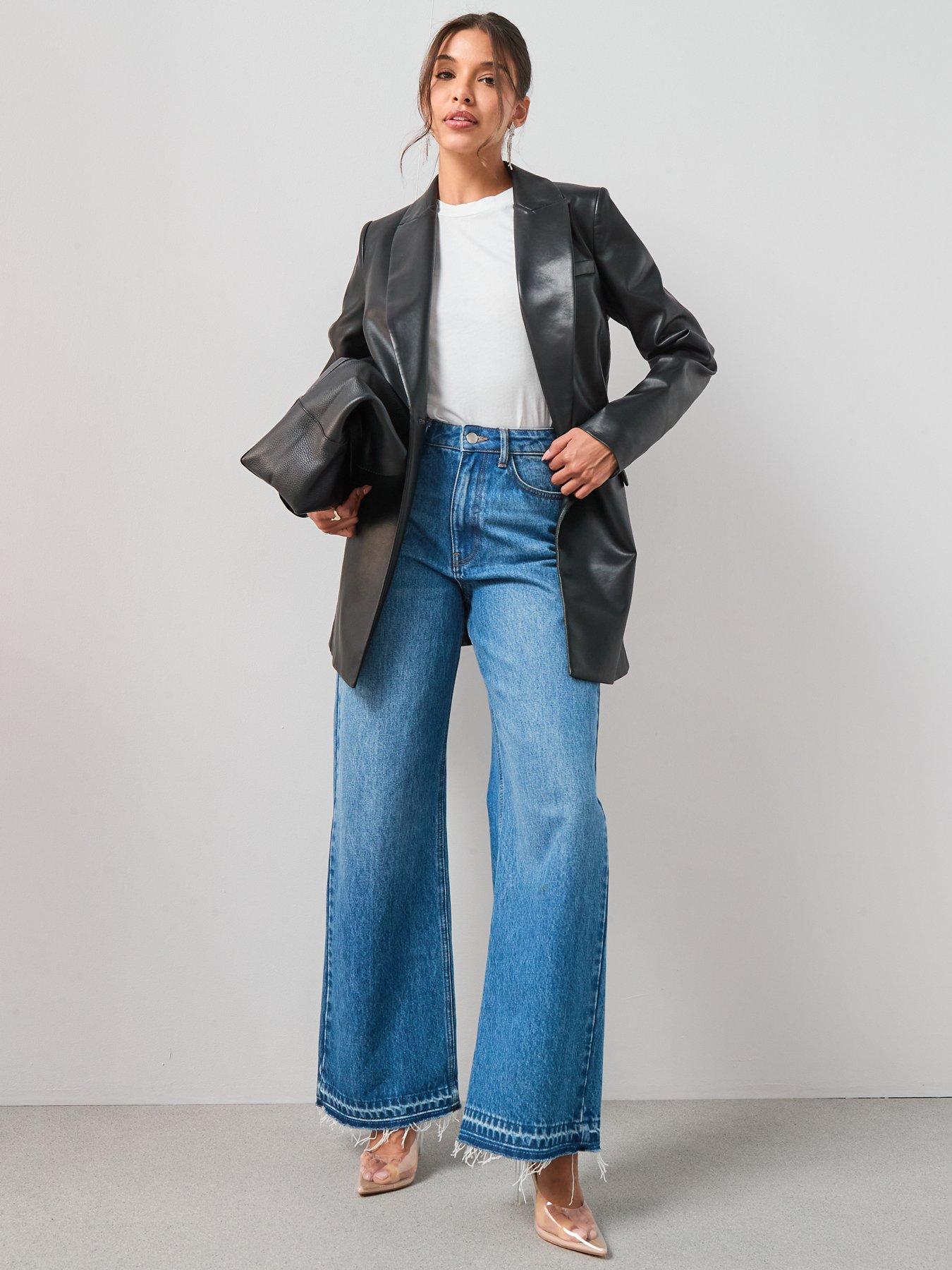  image of the-very-collection-faux-leather-blazer-black