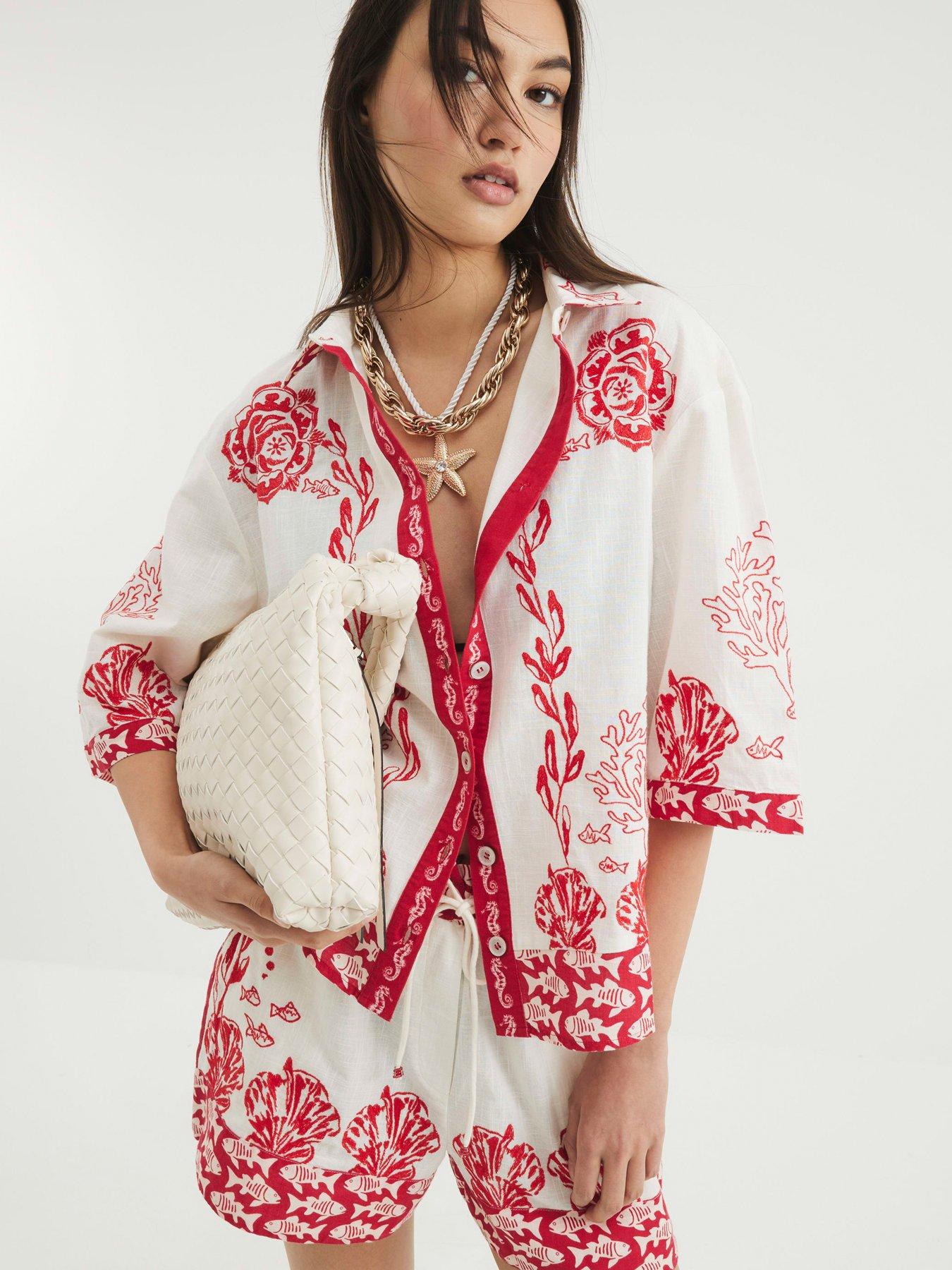 front image of river-island-boxy-shell-riviera-shirt-red