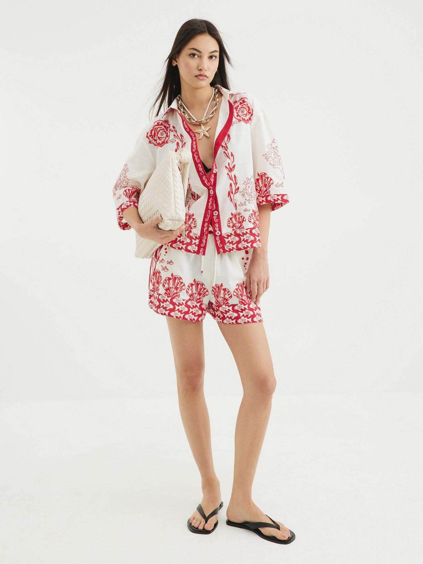  image of river-island-boxy-shell-riviera-shirt-red