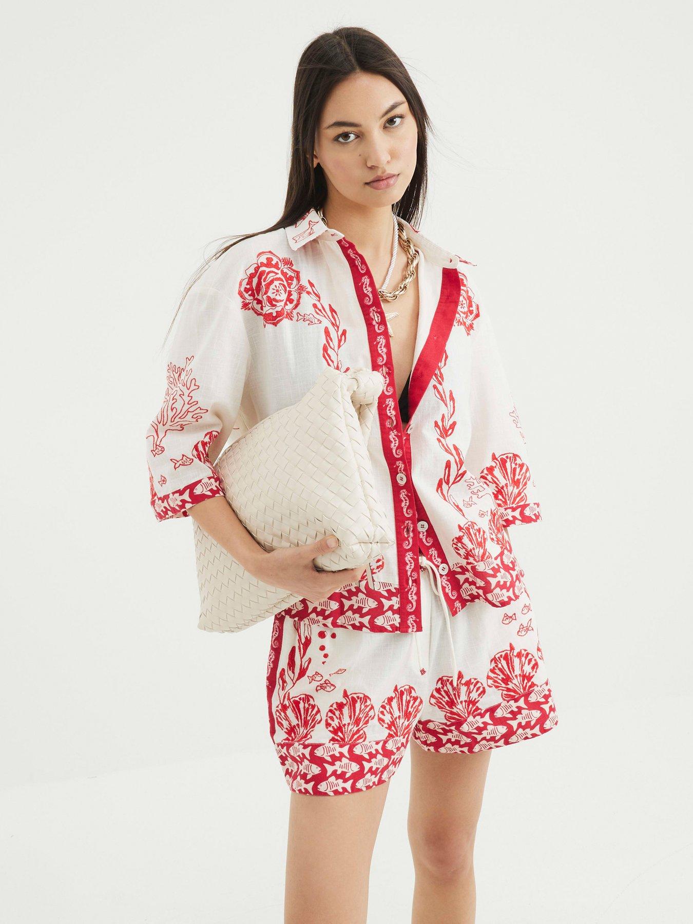  image of river-island-boxy-shell-riviera-shirt-red