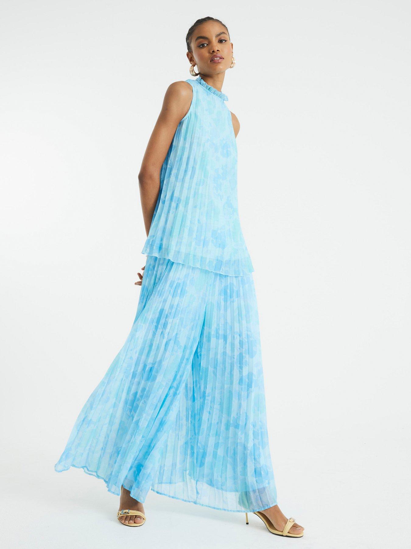  image of river-island-plisse-tunic-top-blue