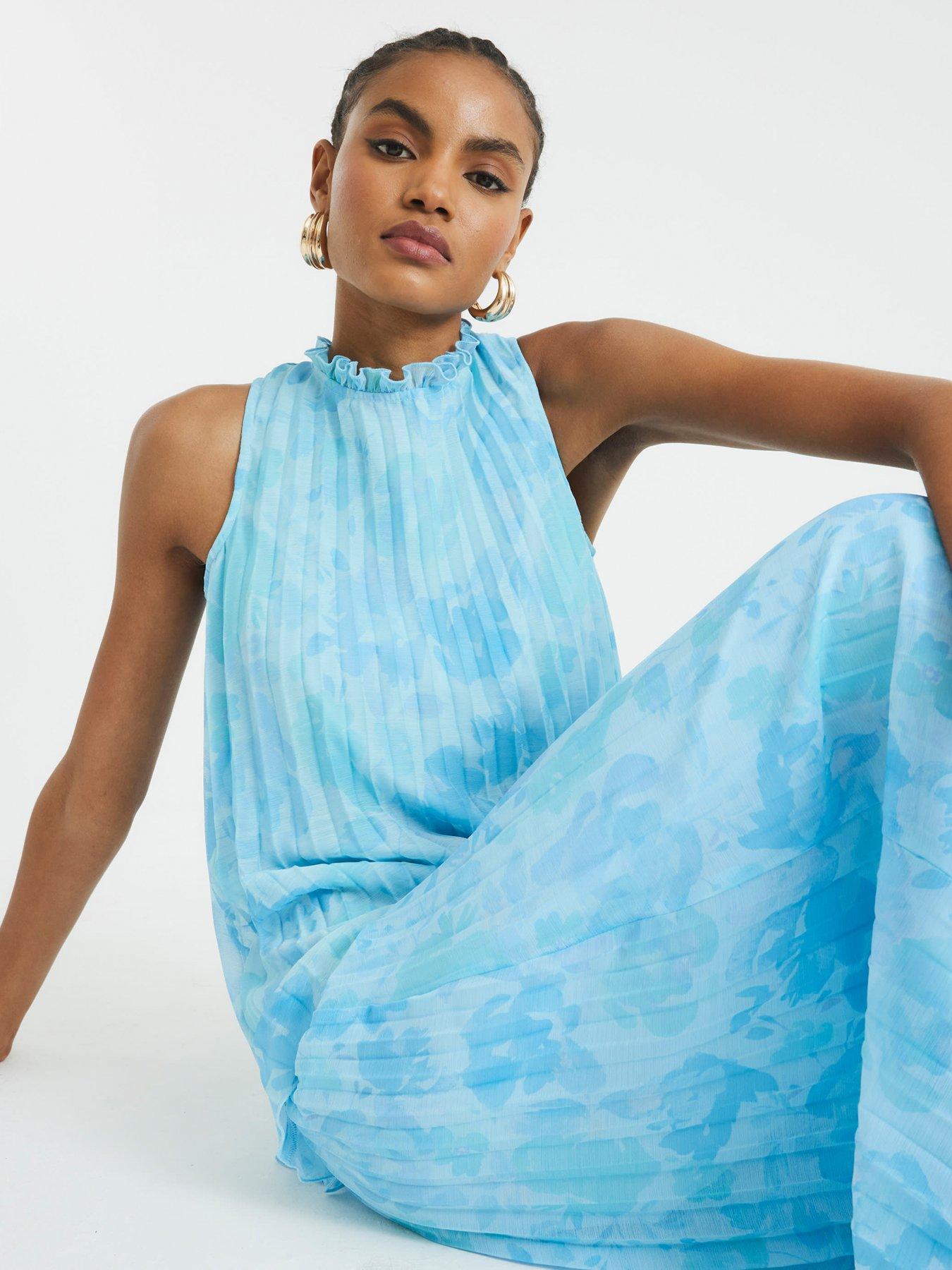  image of river-island-plisse-tunic-top-blue