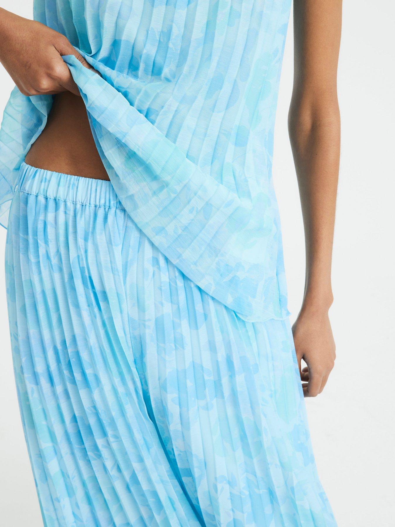  image of river-island-wide-leg-plisse-trouser-blue