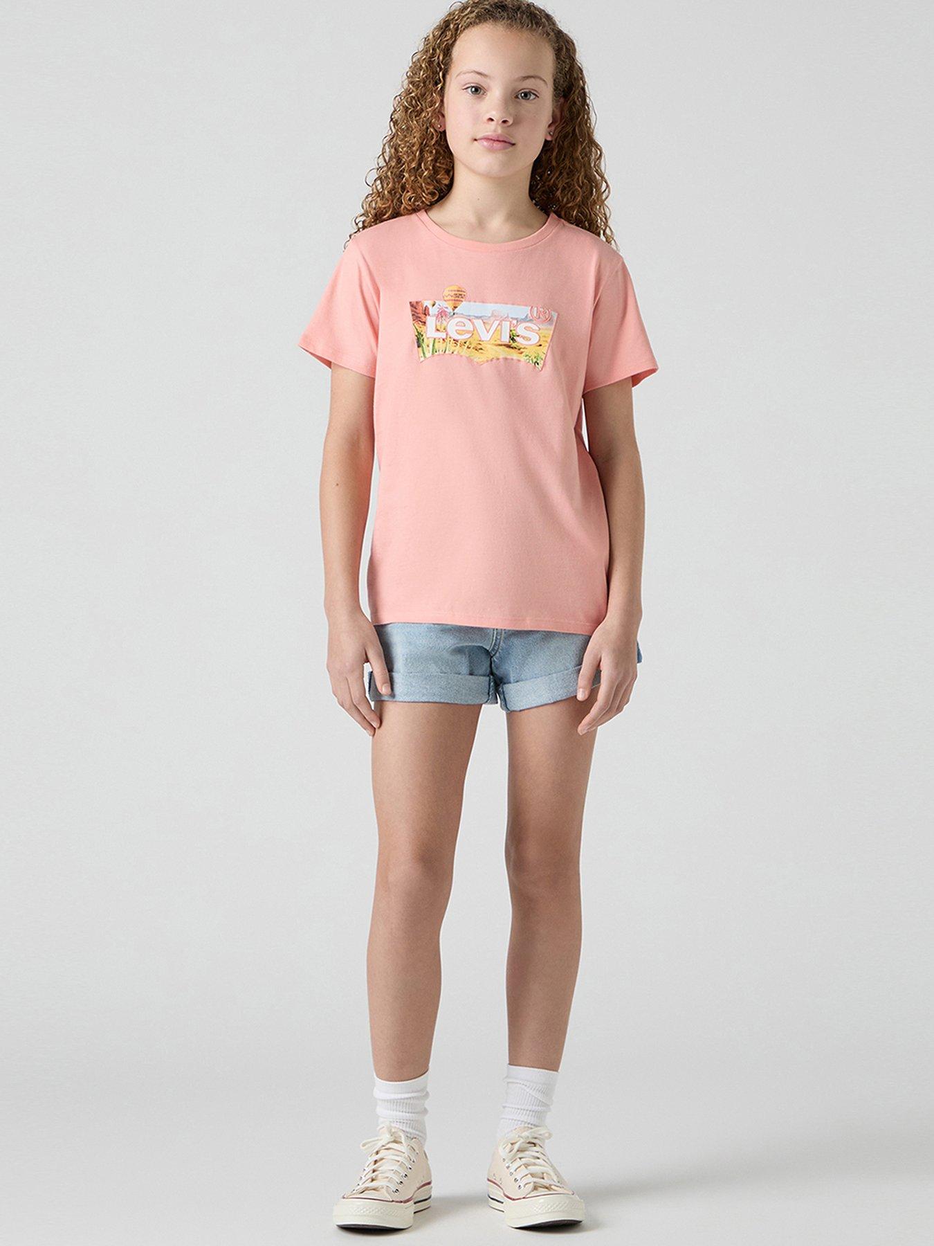 Levi's Girls Mini Mom Embroidered Shorts - Blue