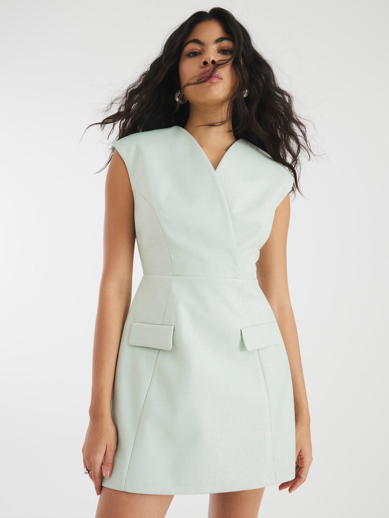 River Island Clean Front Bell Mini Dress - Green