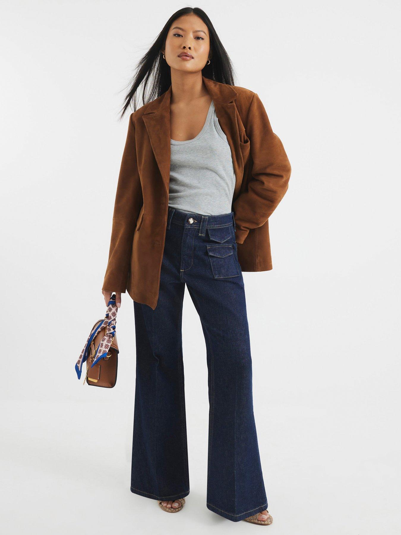undefined High Rise Relaxed Flare Jean - Blue