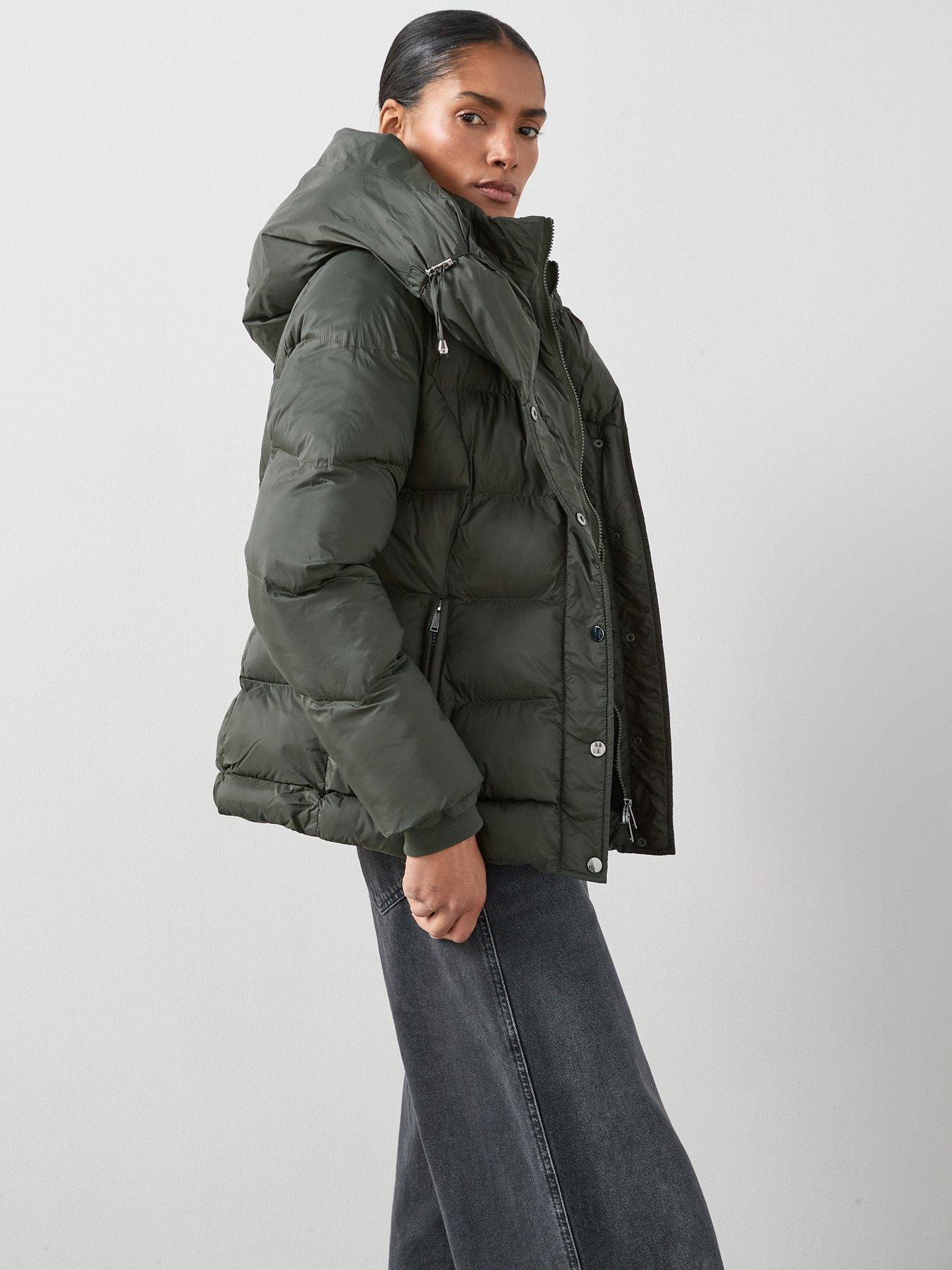 Image 5 of 7 of The Very Collection Double Collar Short Padded Coat With Hood - Khaki