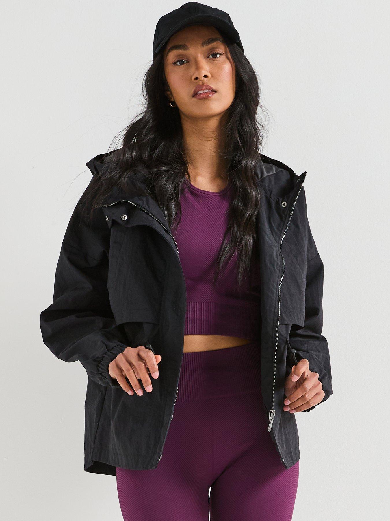 undefined NYLON HOODED WATER RESISTANT JACKET - Black