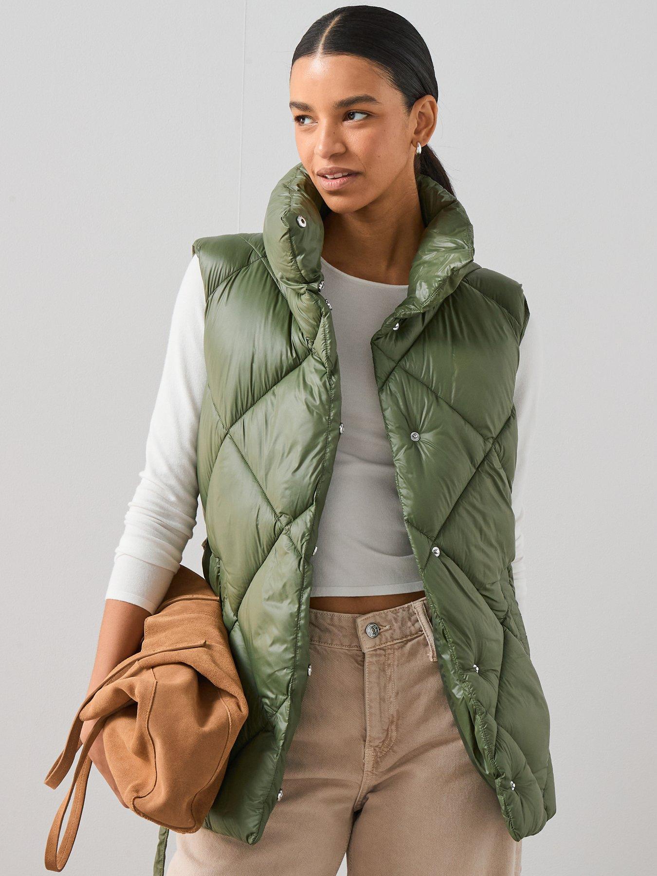 undefined Diamond Quilt Gilet - Khaki