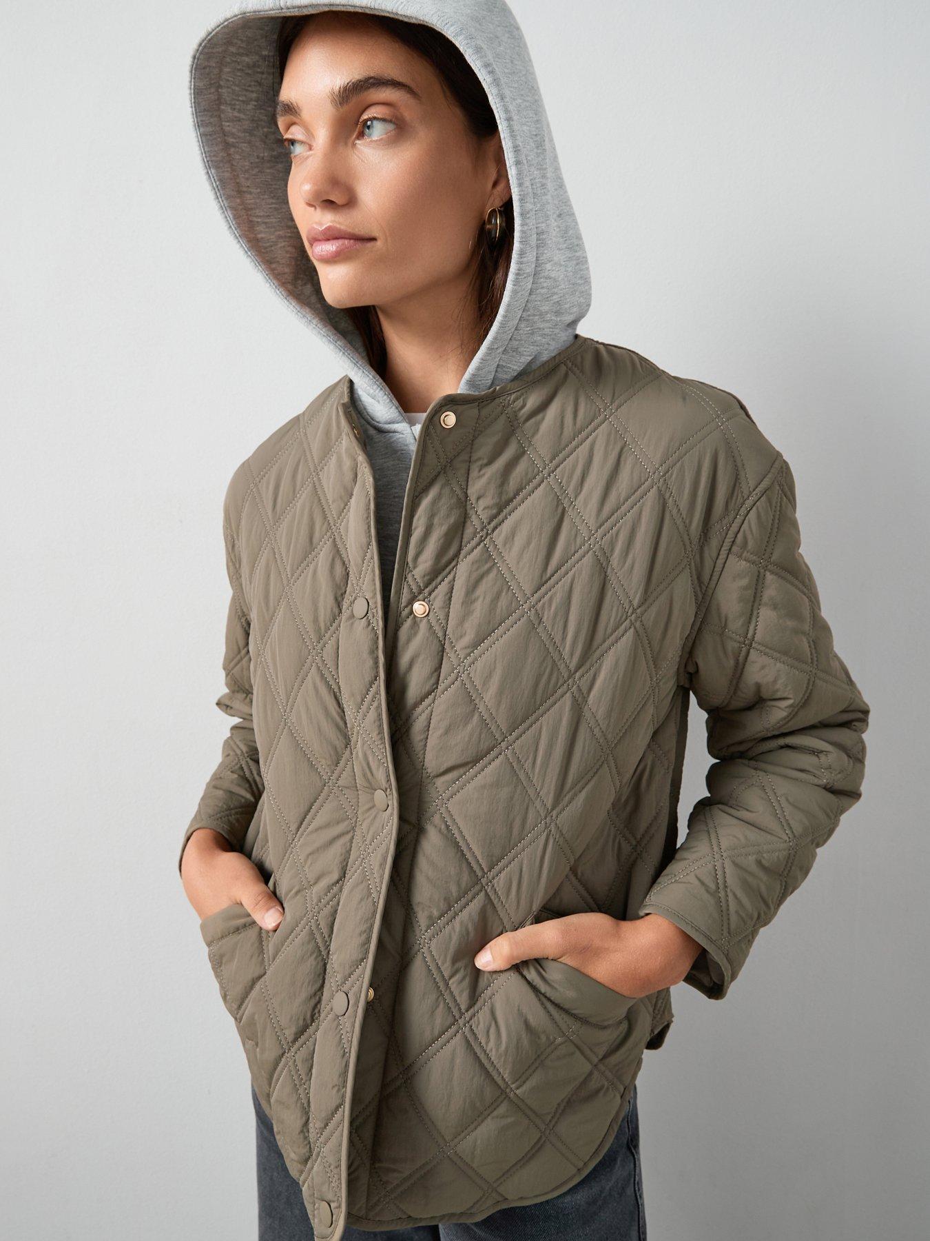 undefined Jersey Layer Quilted Jacket - Khaki  &  Grey