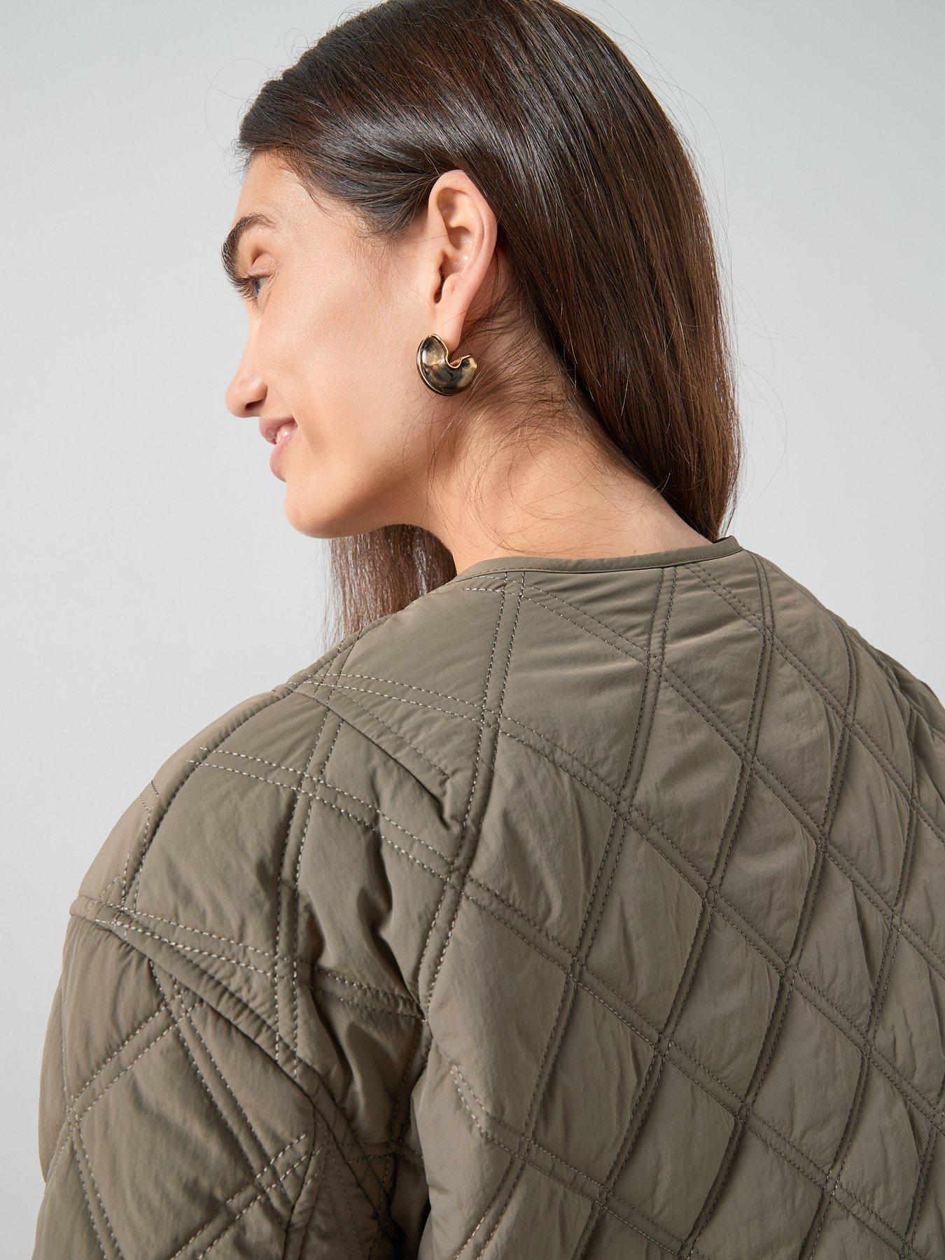 Image 5 of 6 of The Very Collection Jersey Layer Quilted Jacket - Khaki &amp; Grey