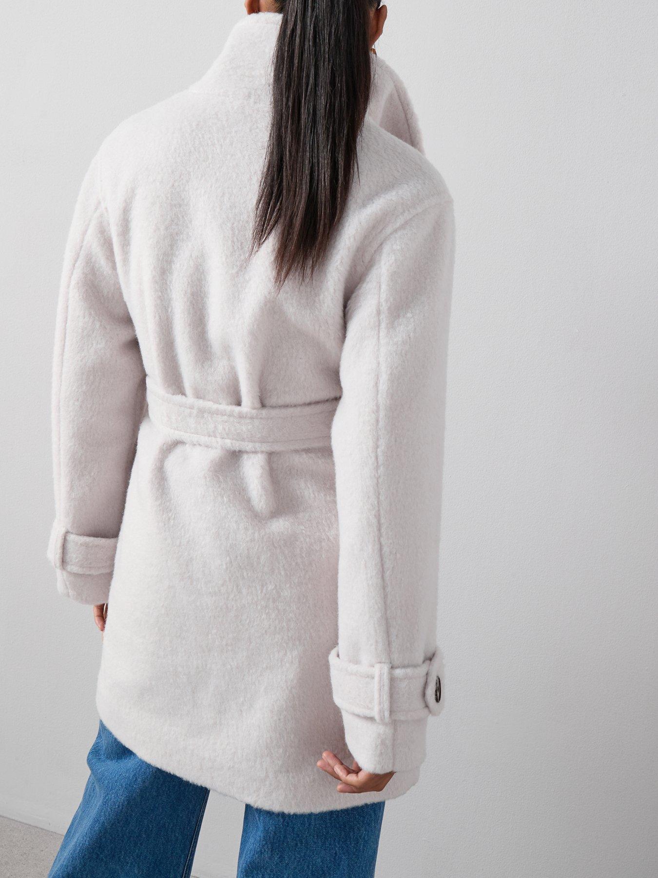 Image 2 of 6 of The Very Collection Funnel Neck Coat - Cream