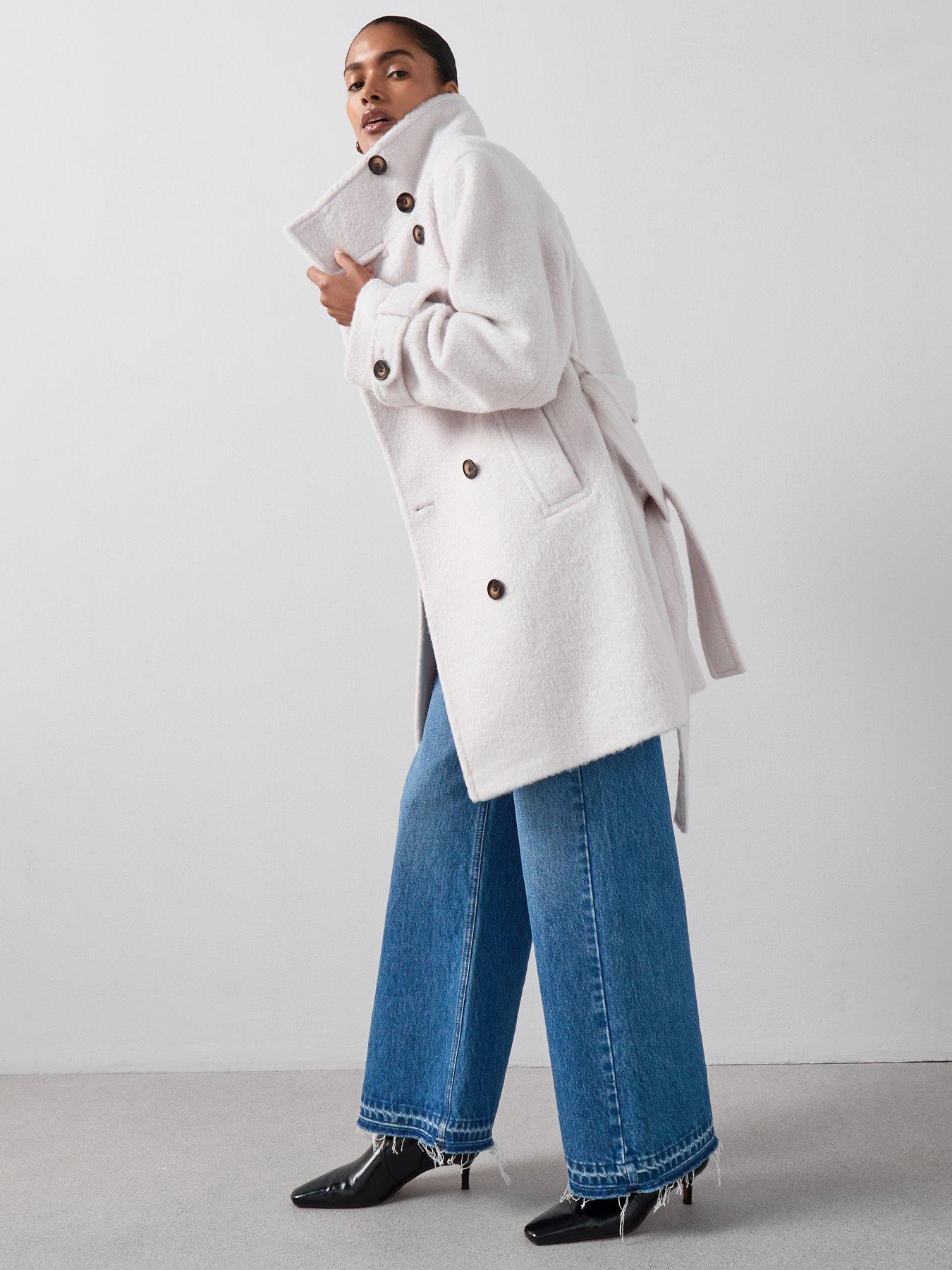 Image 3 of 6 of The Very Collection Funnel Neck Coat - Cream