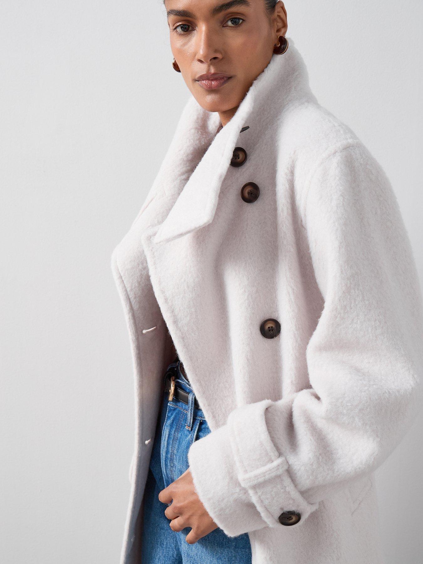 Image 4 of 6 of The Very Collection Funnel Neck Coat - Cream
