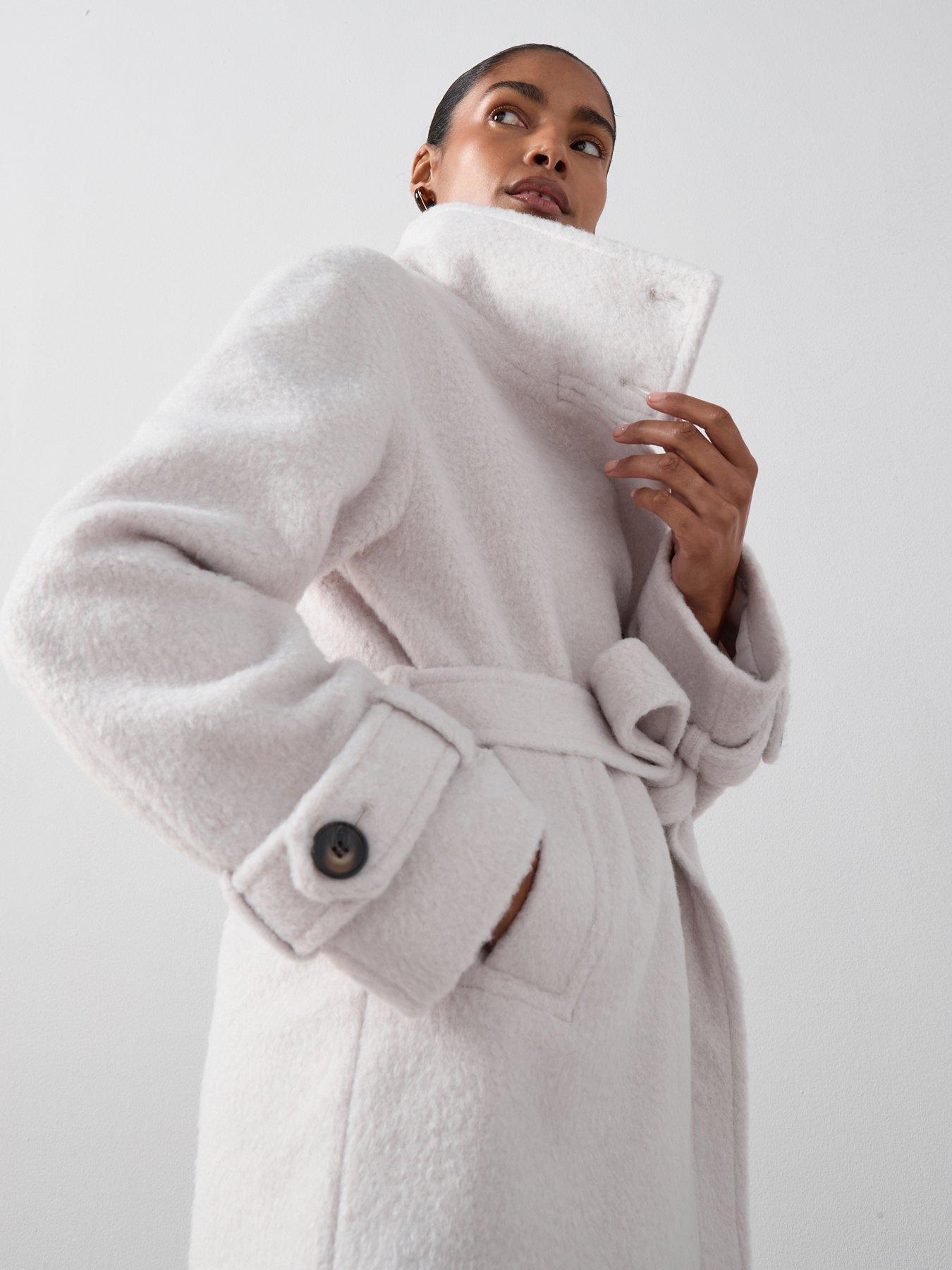 Image 6 of 6 of The Very Collection Funnel Neck Coat - Cream