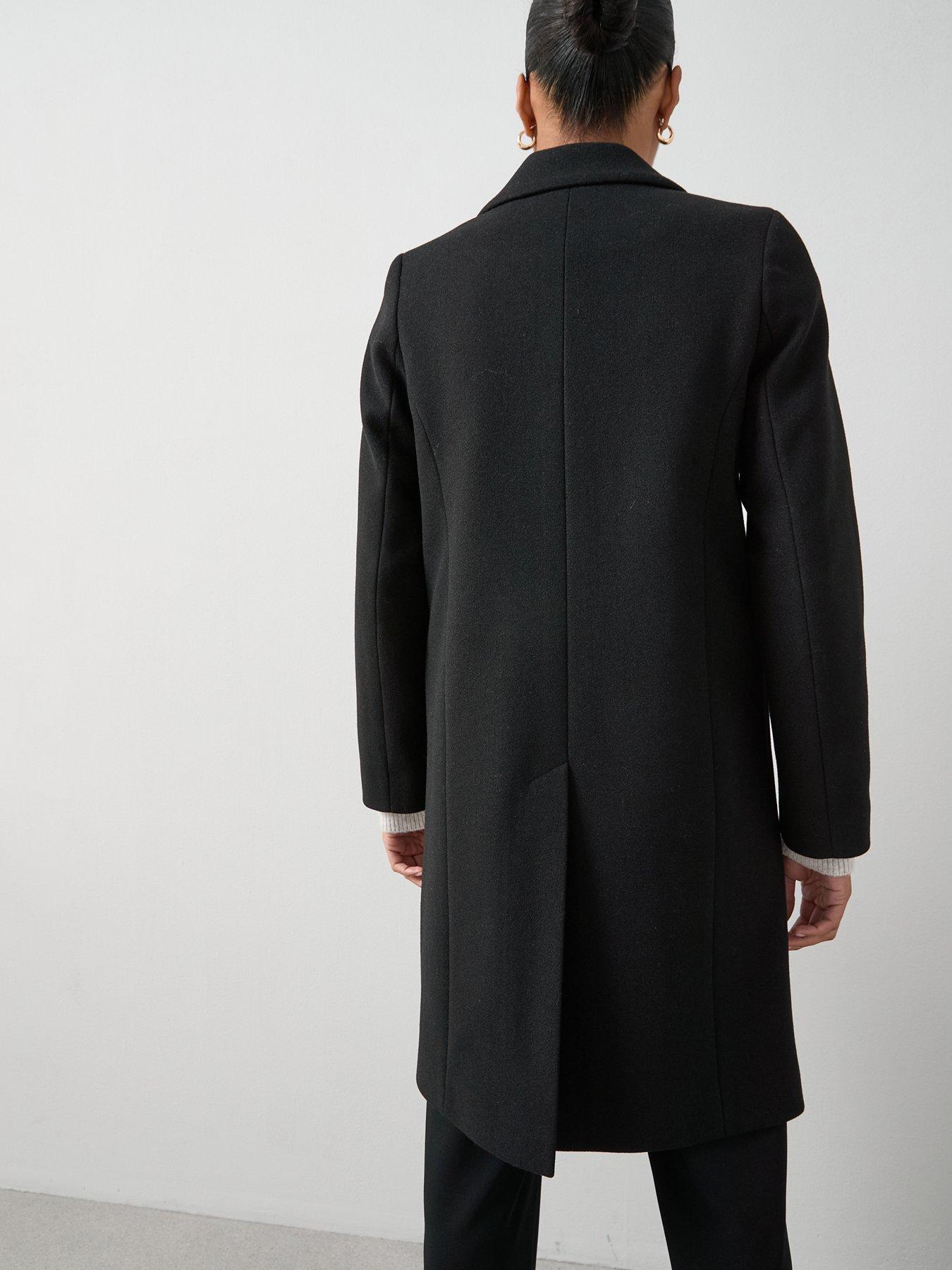 Image 2 of 6 of The Very Collection Faux Wool Single Breasted Coat - Black