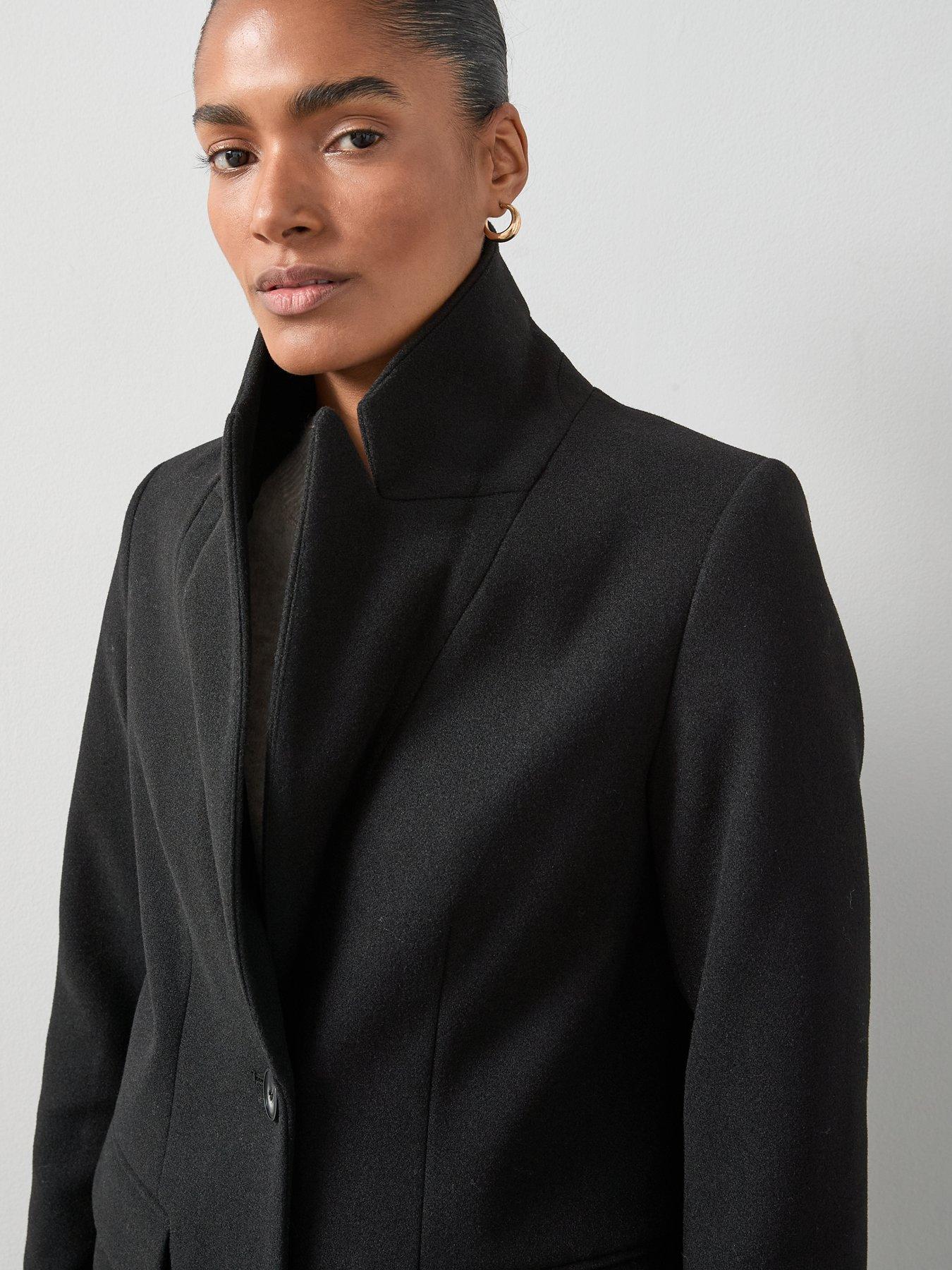 Image 4 of 6 of The Very Collection Faux Wool Single Breasted Coat - Black