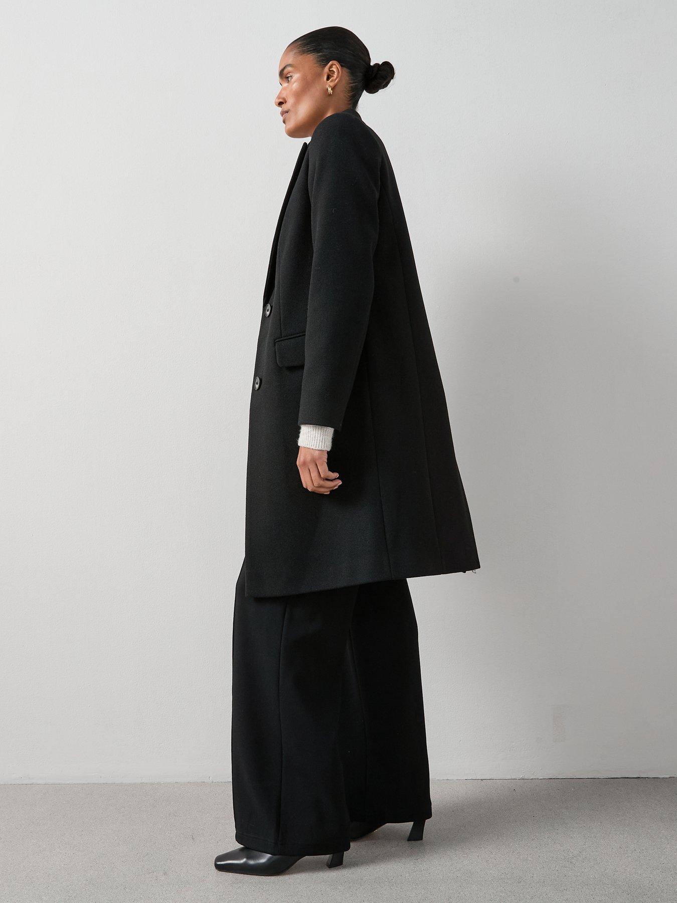Image 5 of 6 of The Very Collection Faux Wool Single Breasted Coat - Black