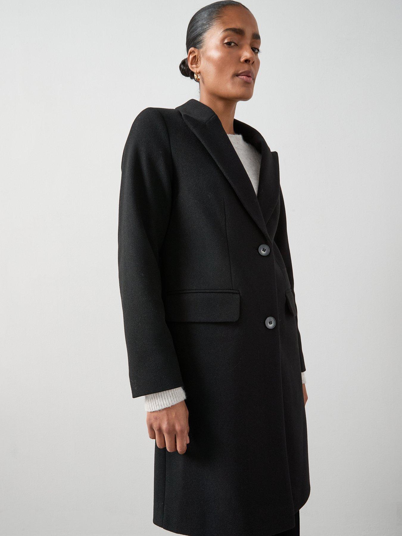 Image 6 of 6 of The Very Collection Faux Wool Single Breasted Coat - Black