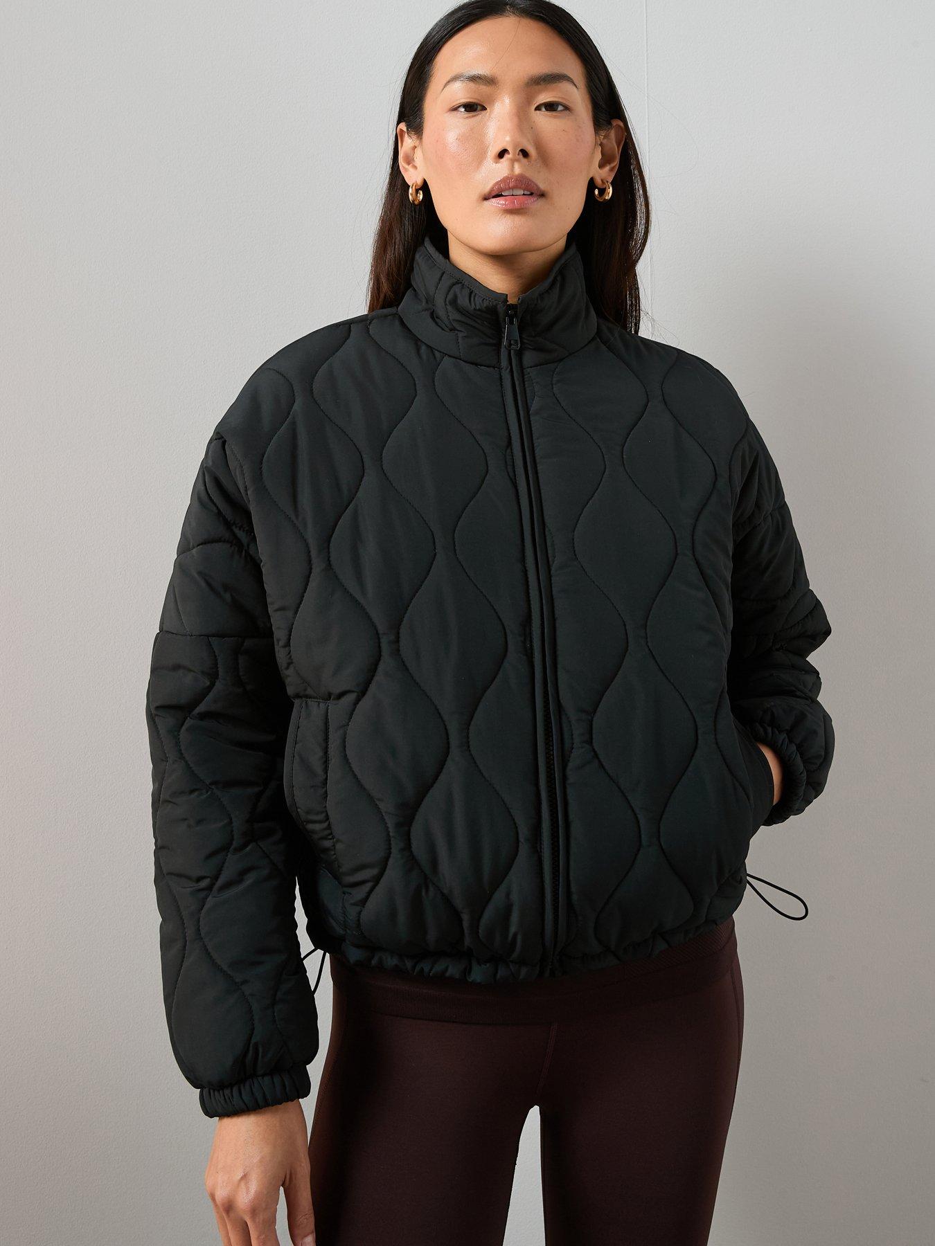 V by Very Funnel Neck Quilted Bomber - Black