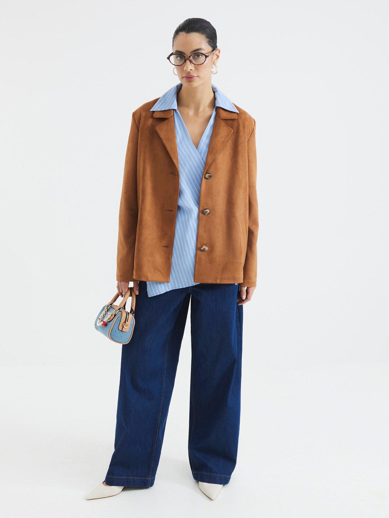 river-island-faux-suede-blazer-brown