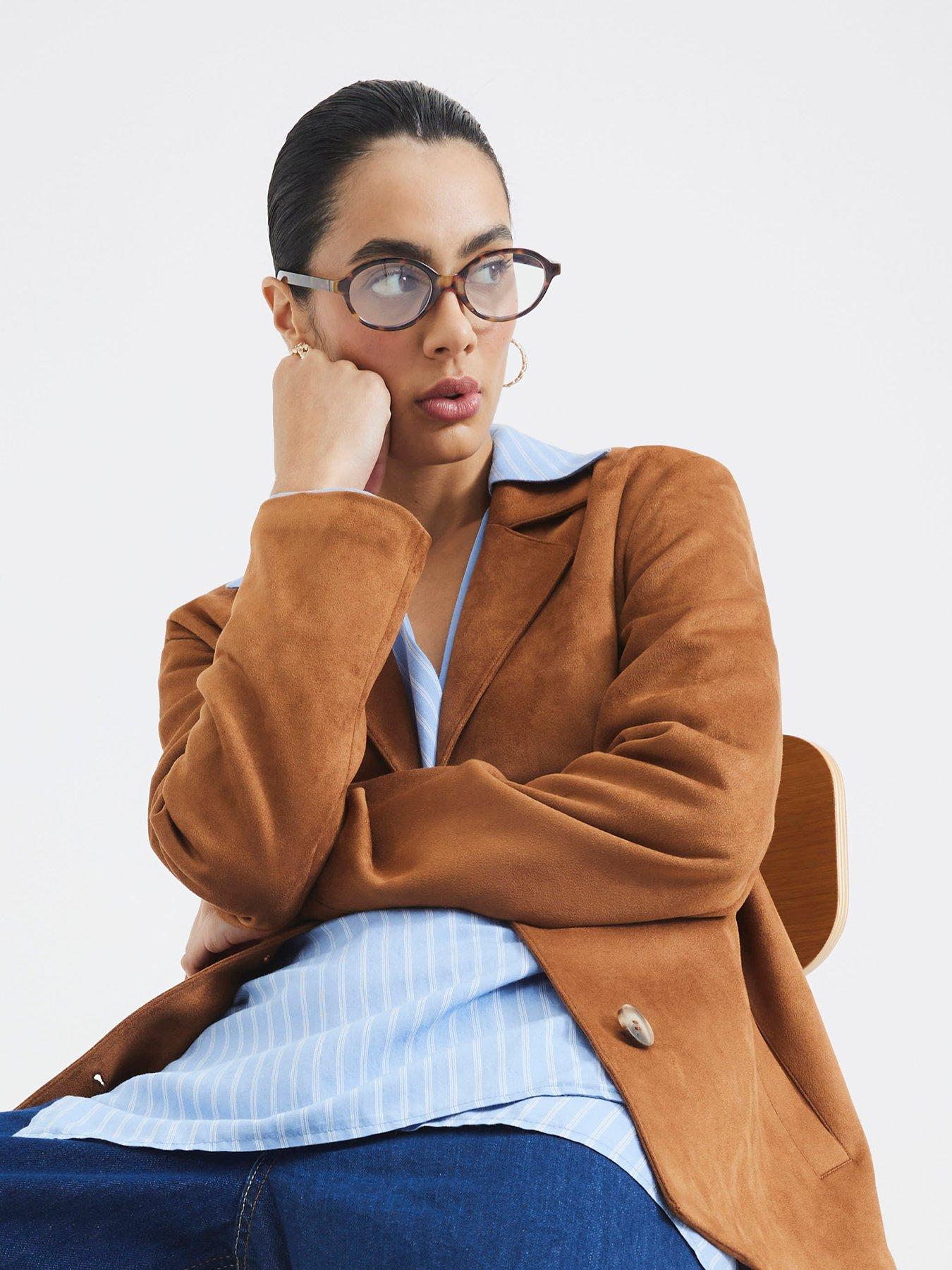  image of river-island-faux-suede-blazer-brown