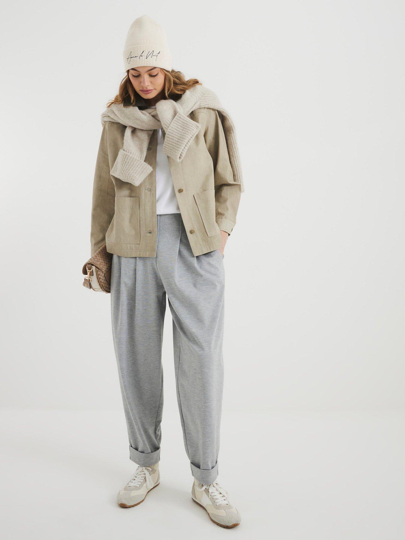 undefined Barrel Leg Pleated Front Trouser - Grey