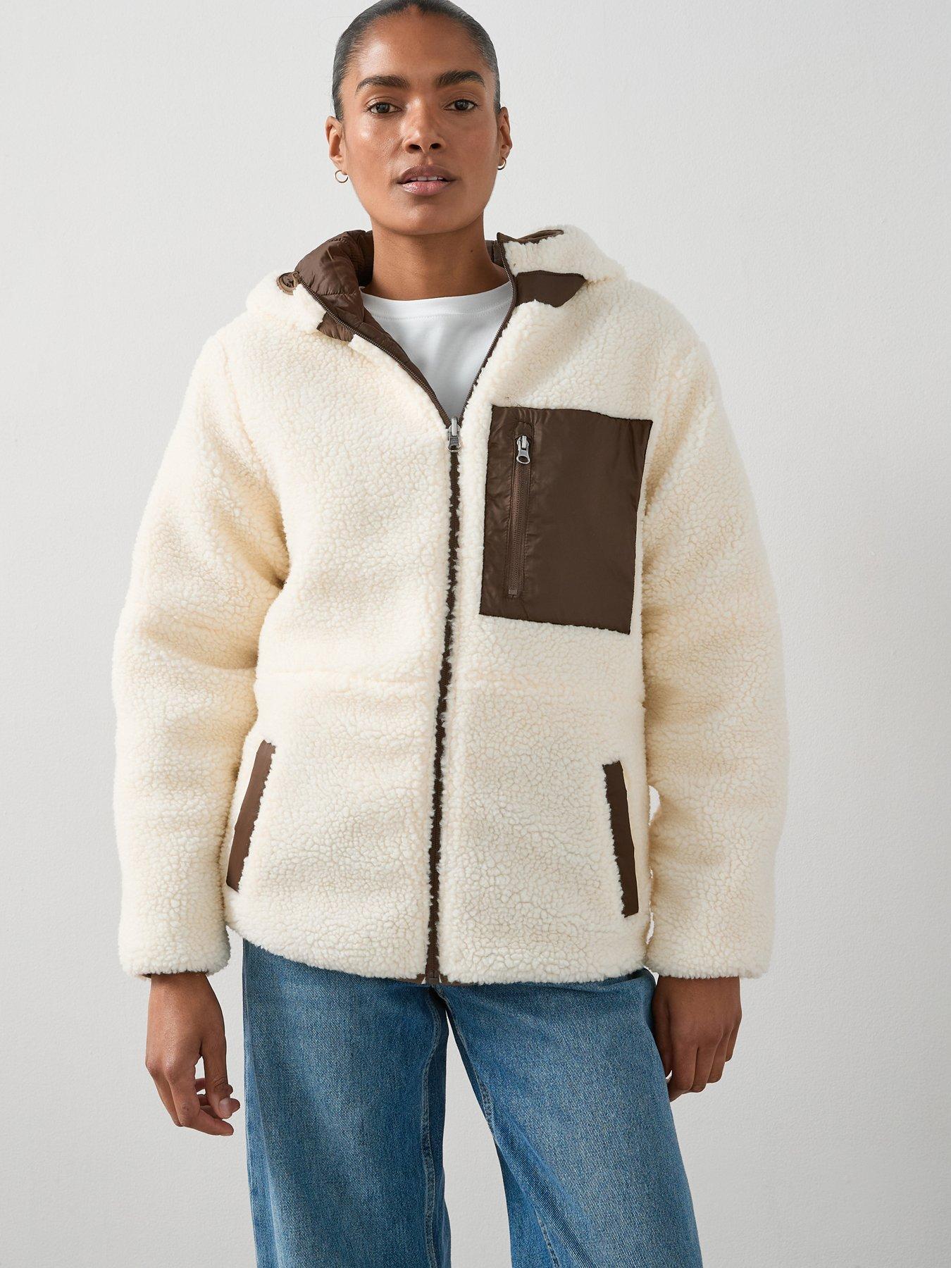 undefined Reversible Borg Quilted Jacket- Chocolate  &  Beige