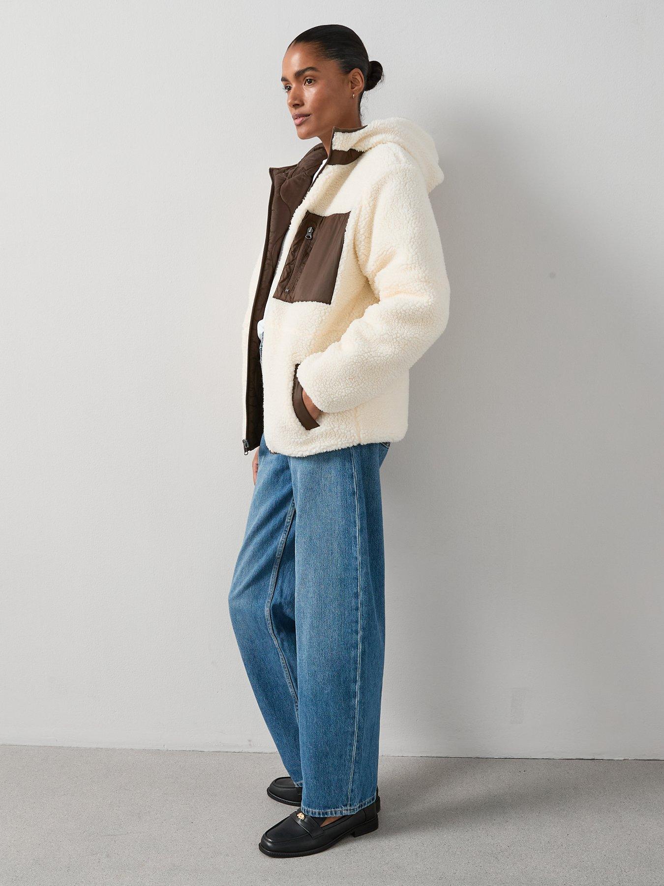 Image 5 of 6 of The Very Collection Reversible Borg Quilted Jacket- Chocolate &amp; Beige