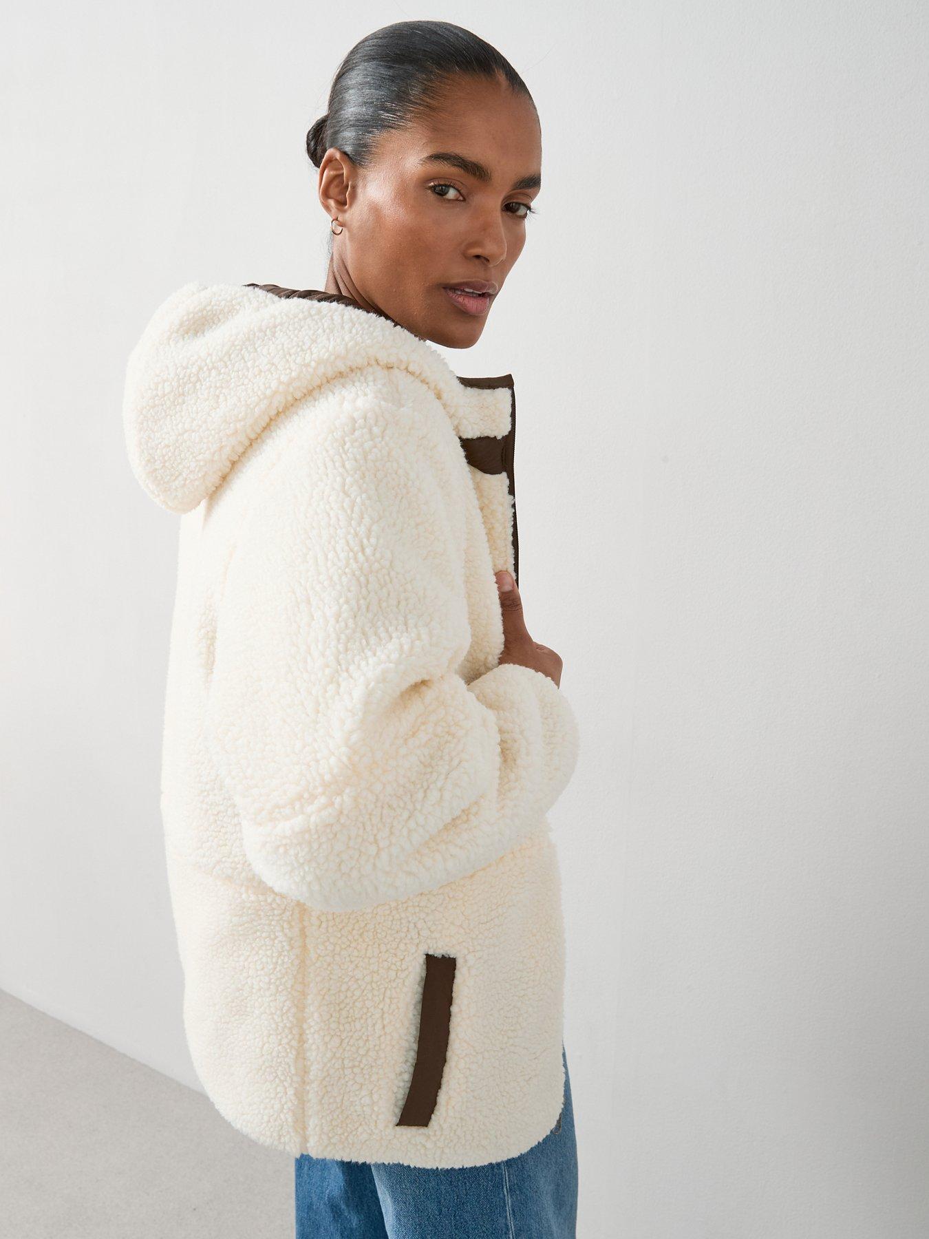 Image 6 of 6 of The Very Collection Reversible Borg Quilted Jacket- Chocolate &amp; Beige