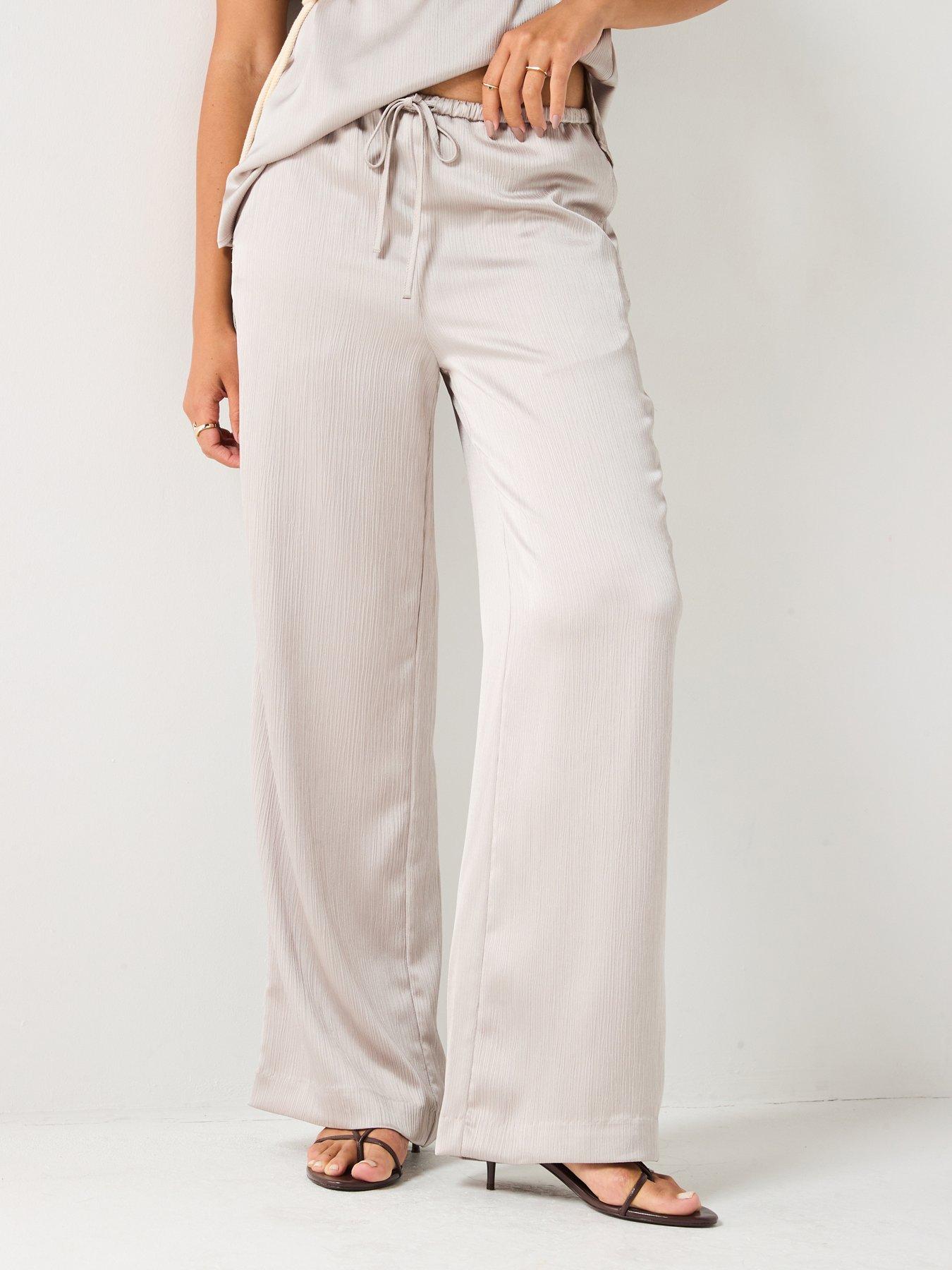 undefined Satin Pleated Trousers - Grey