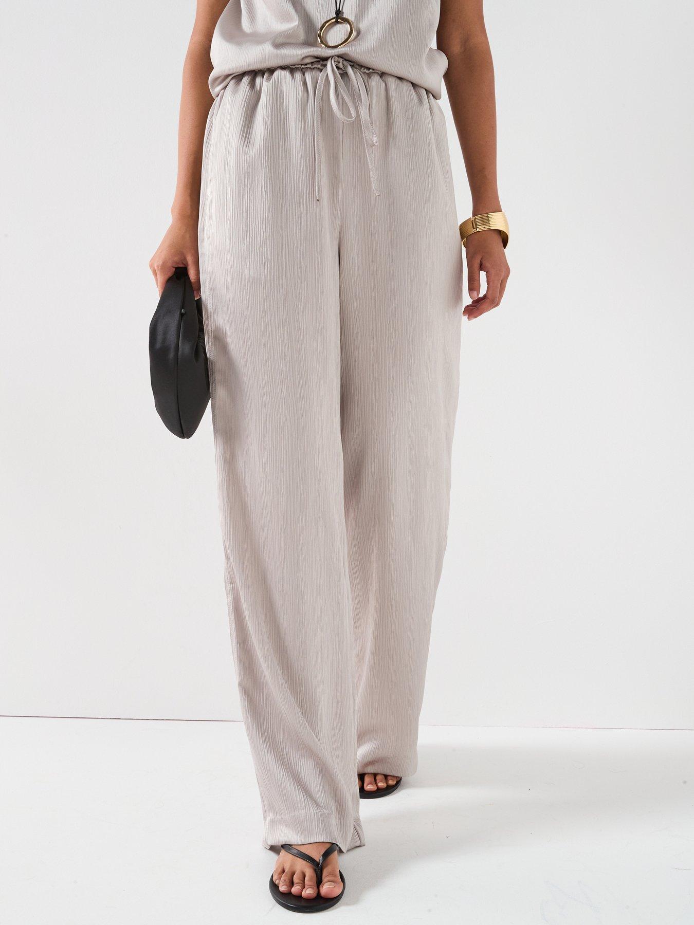 undefined Satin Pleated Trousers - Grey