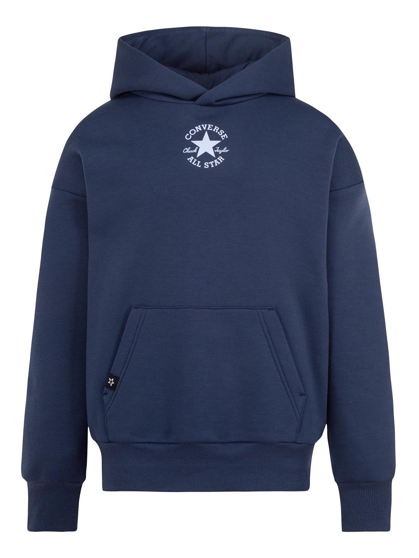  image of converse-junior-boys-small-logo-hoodie-navy